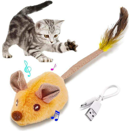 Interactive Rechargeable Mouse Cat Toy with LED Lights
