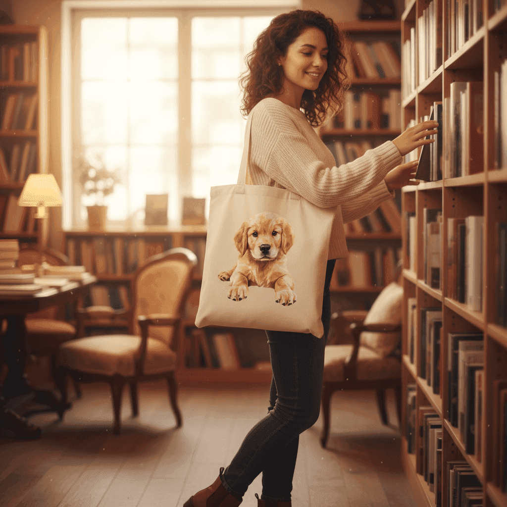 Golden Retriever Puppy Tote Bag - Adorable Baby Dog Canvas