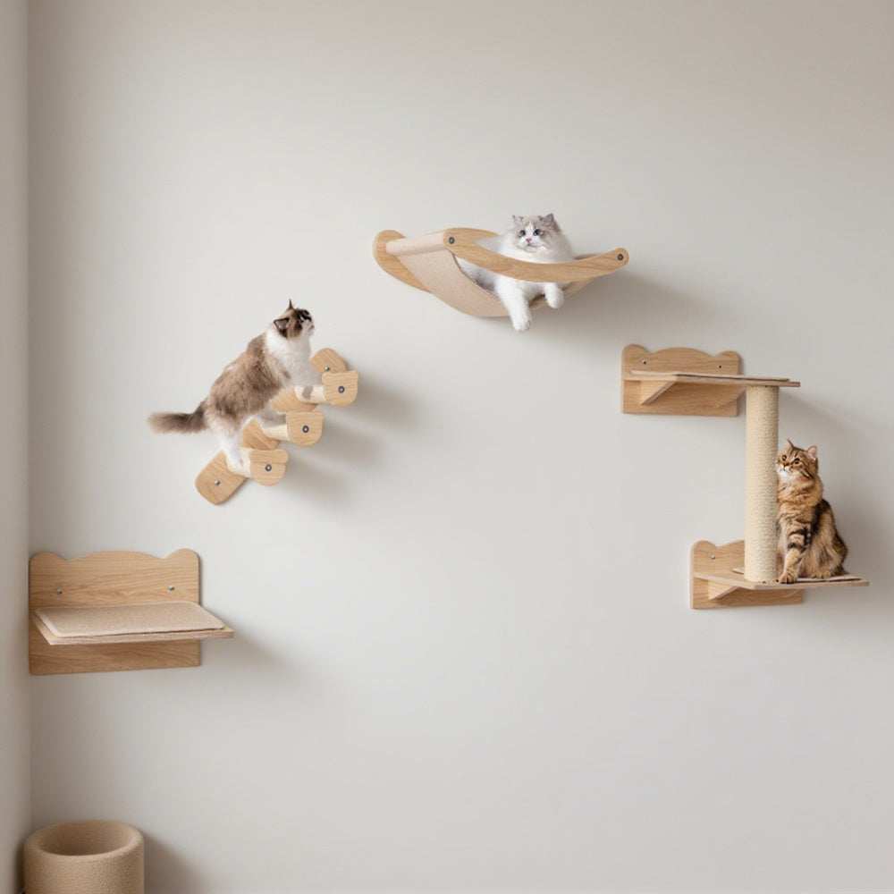 Cat Wall Furniture with Hammock Set Of Four
