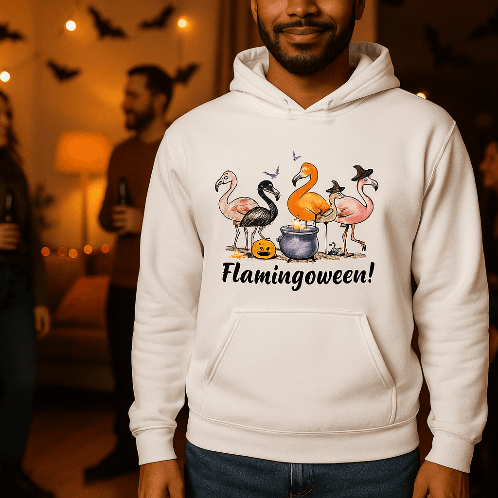 Flamingoween Hoodie Sweatshirt - Flamingo Halloween Style