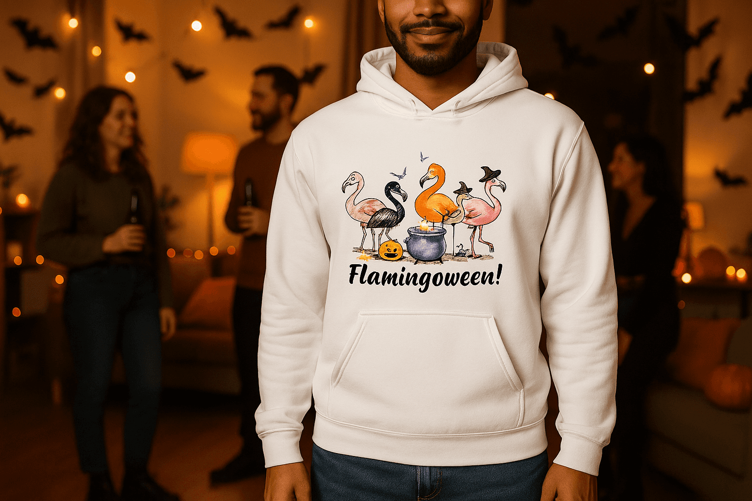 Flamingoween Hoodie Sweatshirt - Flamingo Halloween Style
