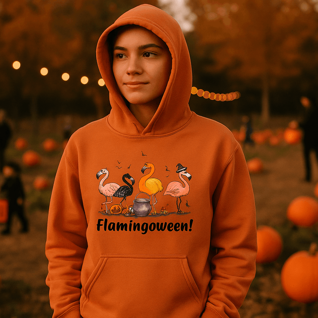 Flamingoween Hoodie Sweatshirt - Flamingo Halloween Style