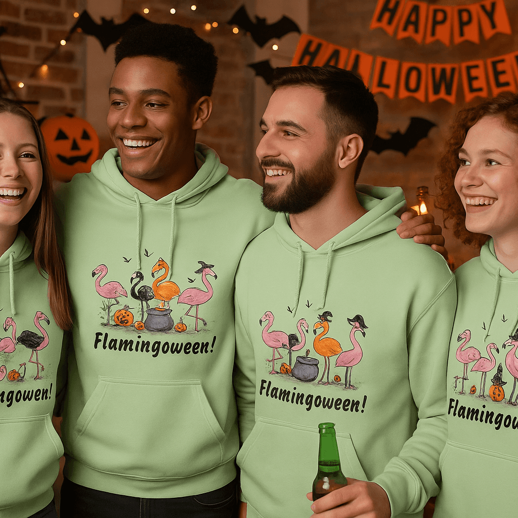 Flamingoween Hoodie Sweatshirt - Flamingo Halloween Style