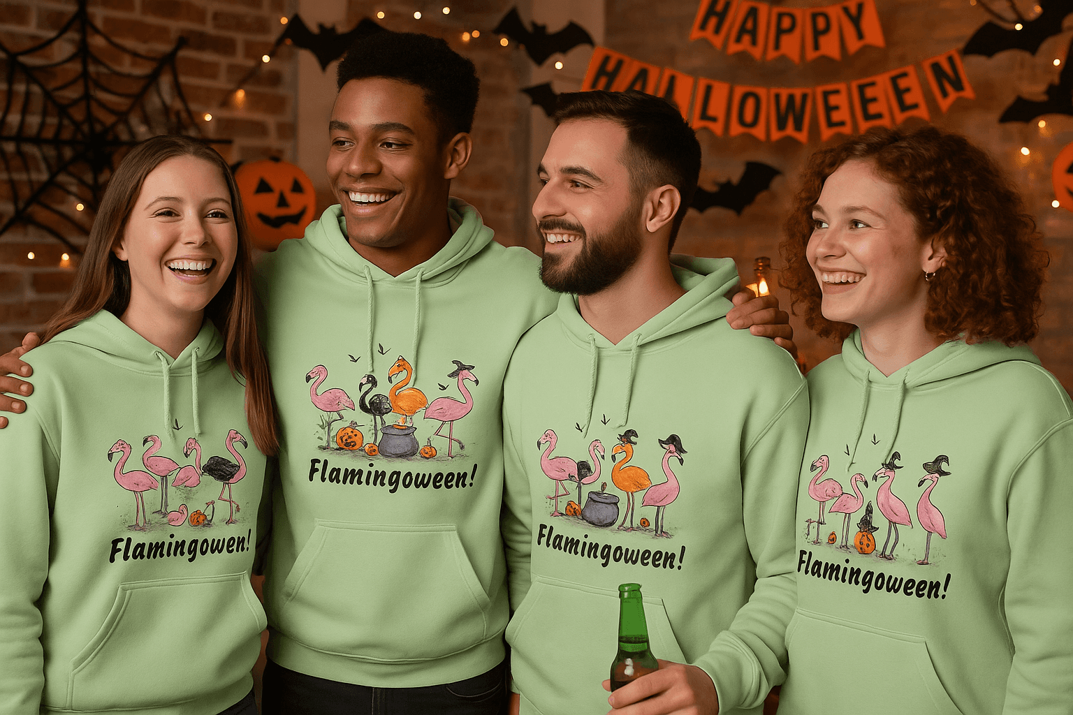 Flamingoween Hoodie Sweatshirt - Flamingo Halloween Style