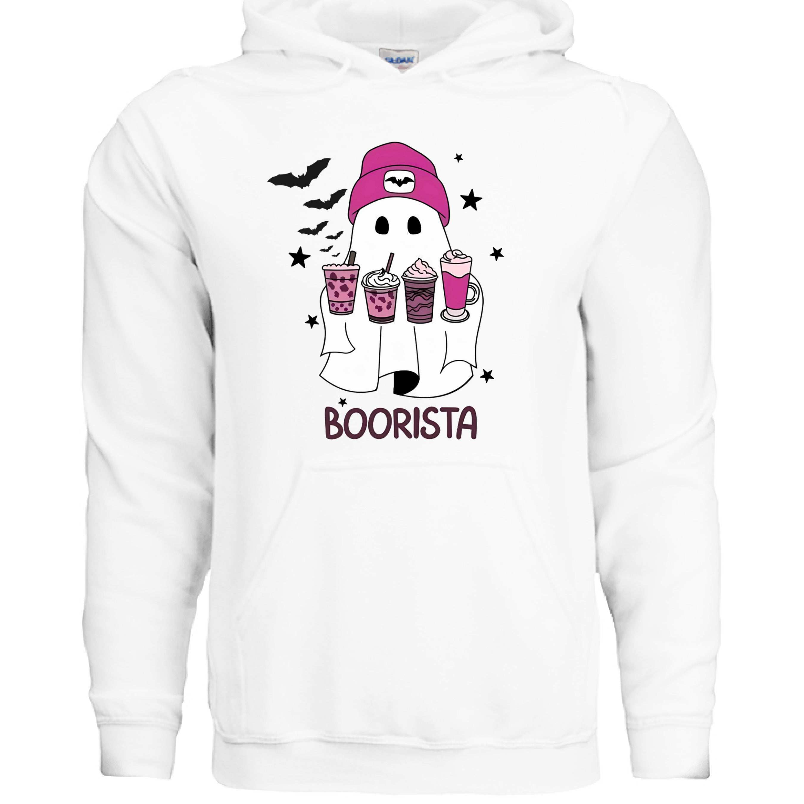 Cute Ghost Boorista Hoodie Sweatshirt - Coffee Halloween Style
