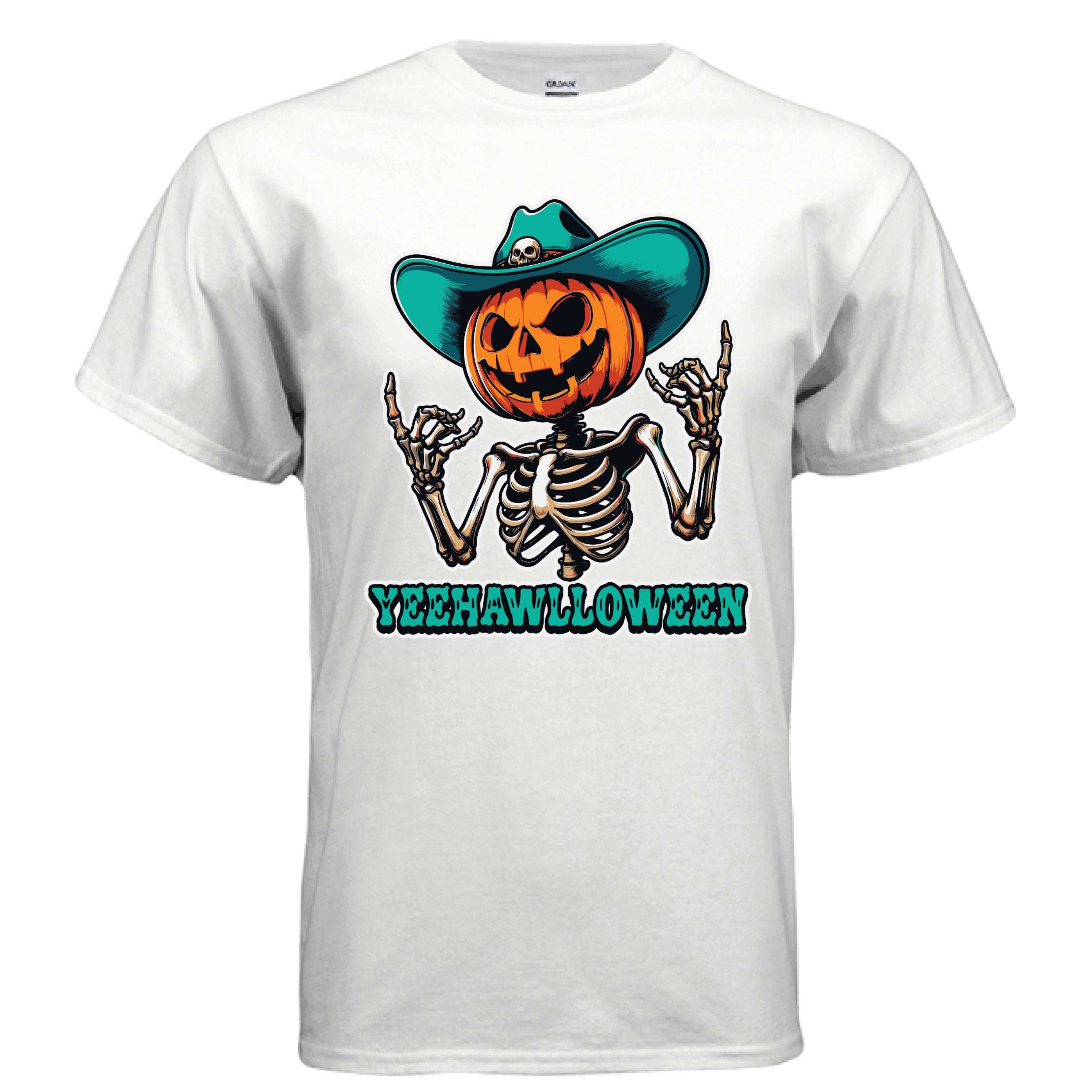 Yeehalloween Spooky Pumpkin Skeleton T-Shirt - Halloween Fun