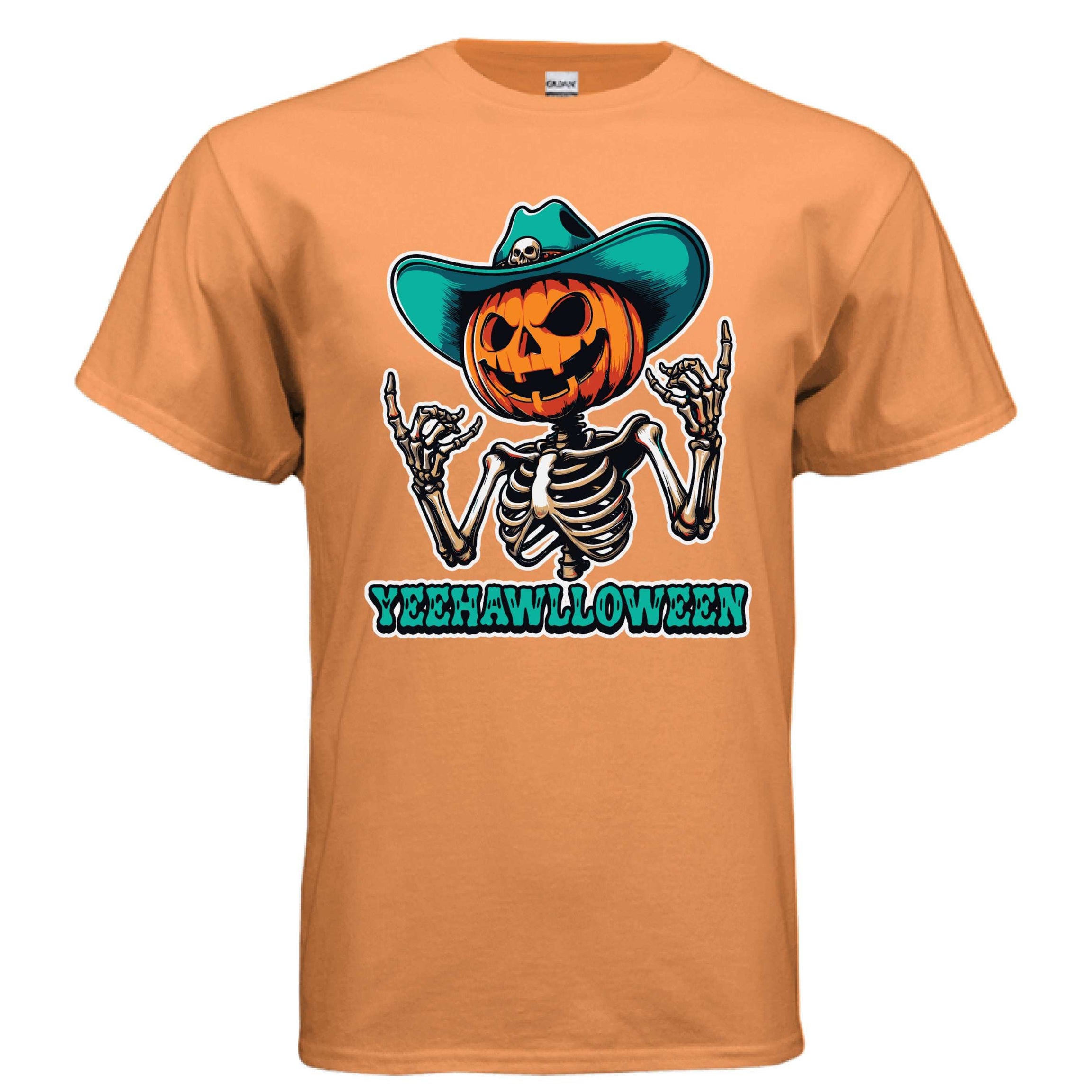 Yeehalloween Spooky Pumpkin Skeleton T-Shirt - Halloween Fun
