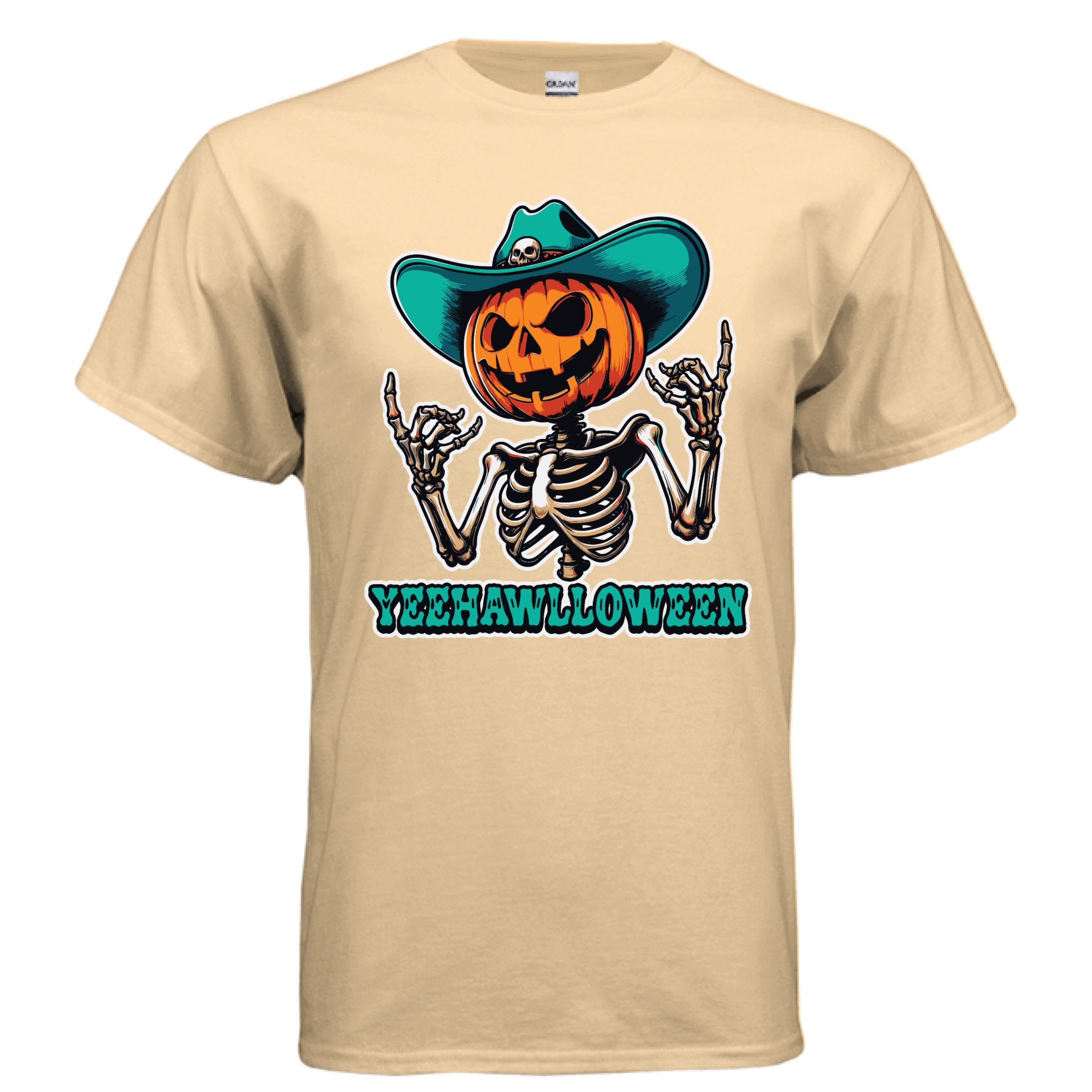 Yeehalloween Spooky Pumpkin Skeleton T-Shirt - Halloween Fun