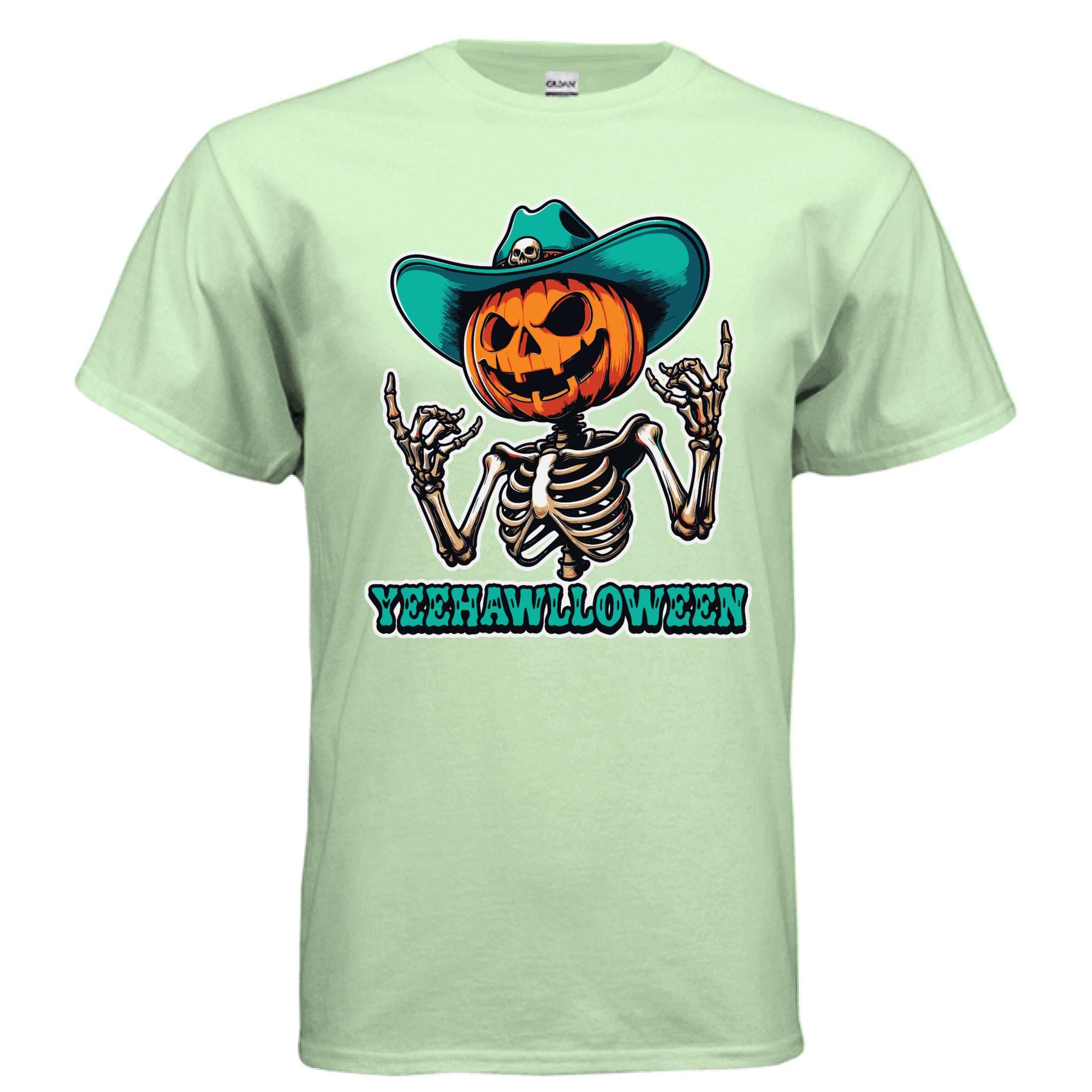 Yeehalloween Spooky Pumpkin Skeleton T-Shirt - Halloween Fun