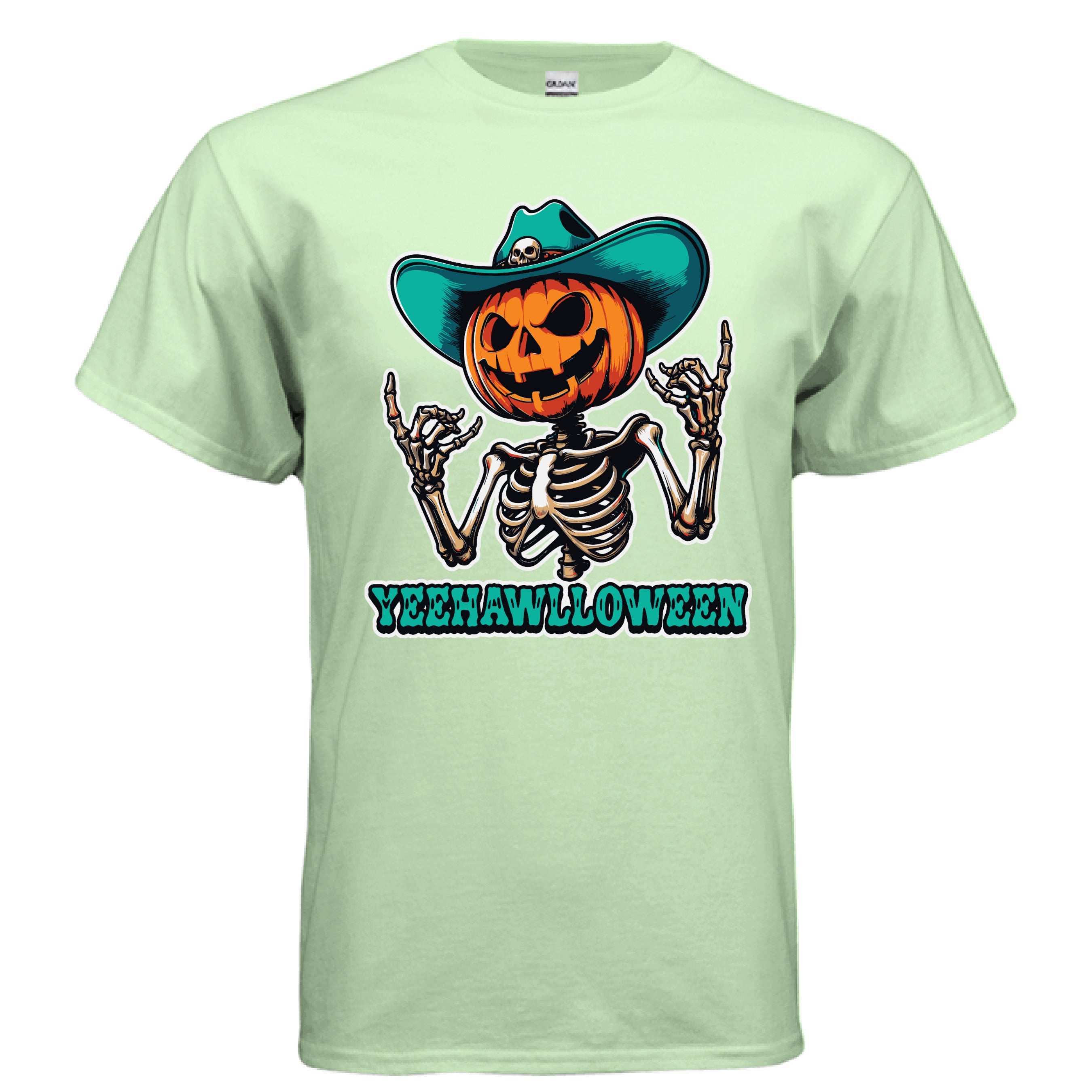 Yeehalloween Spooky Pumpkin Skeleton T-Shirt - Halloween Fun