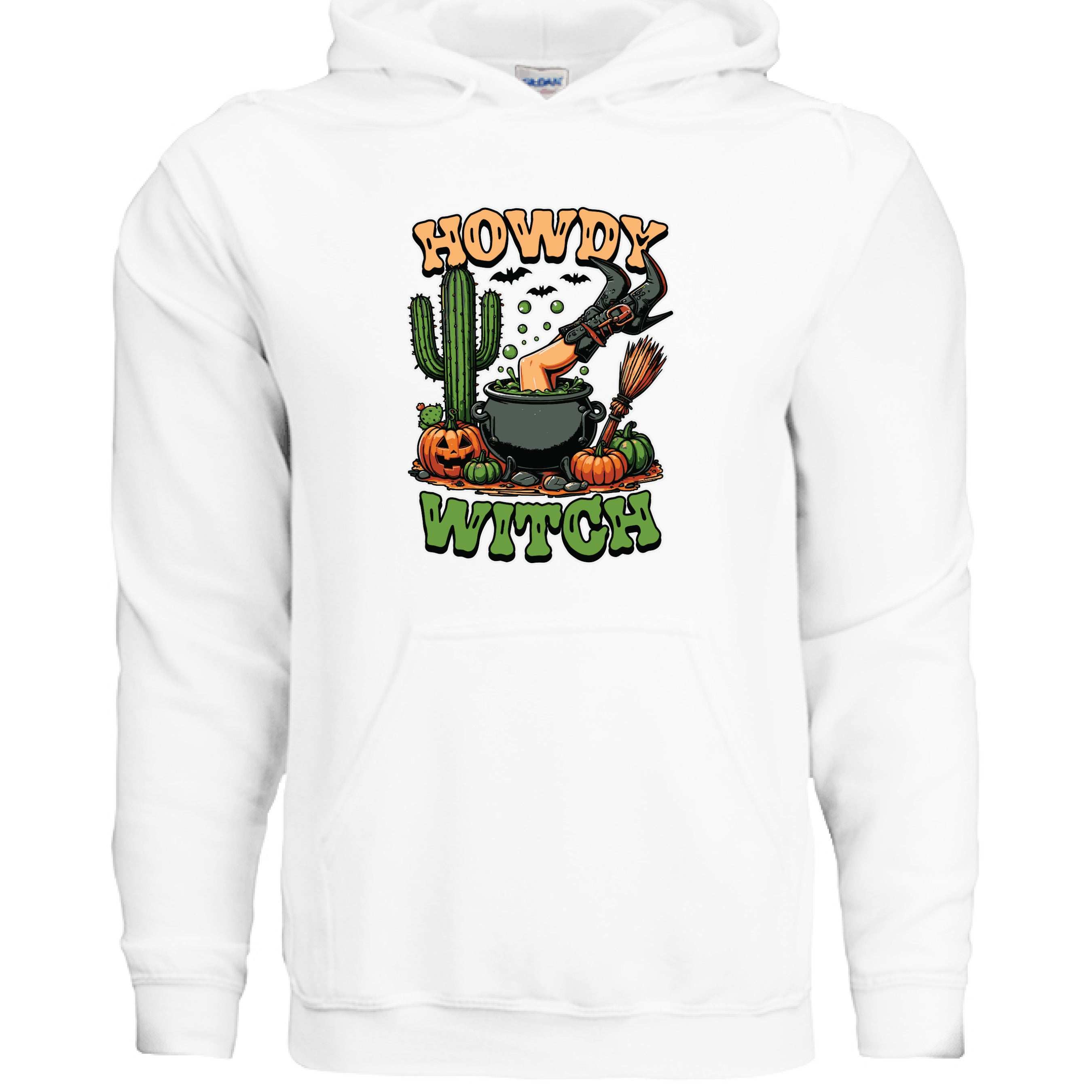 Howdy Upside Down Witch Hoodie Sweatshirt - Halloween Fun