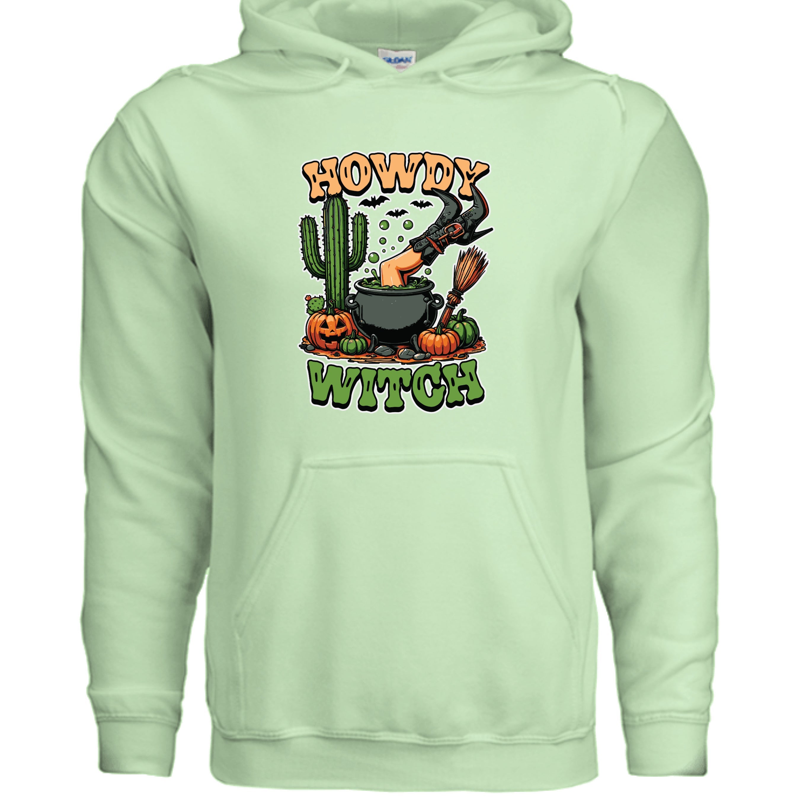Howdy Upside Down Witch Hoodie Sweatshirt - Halloween Fun