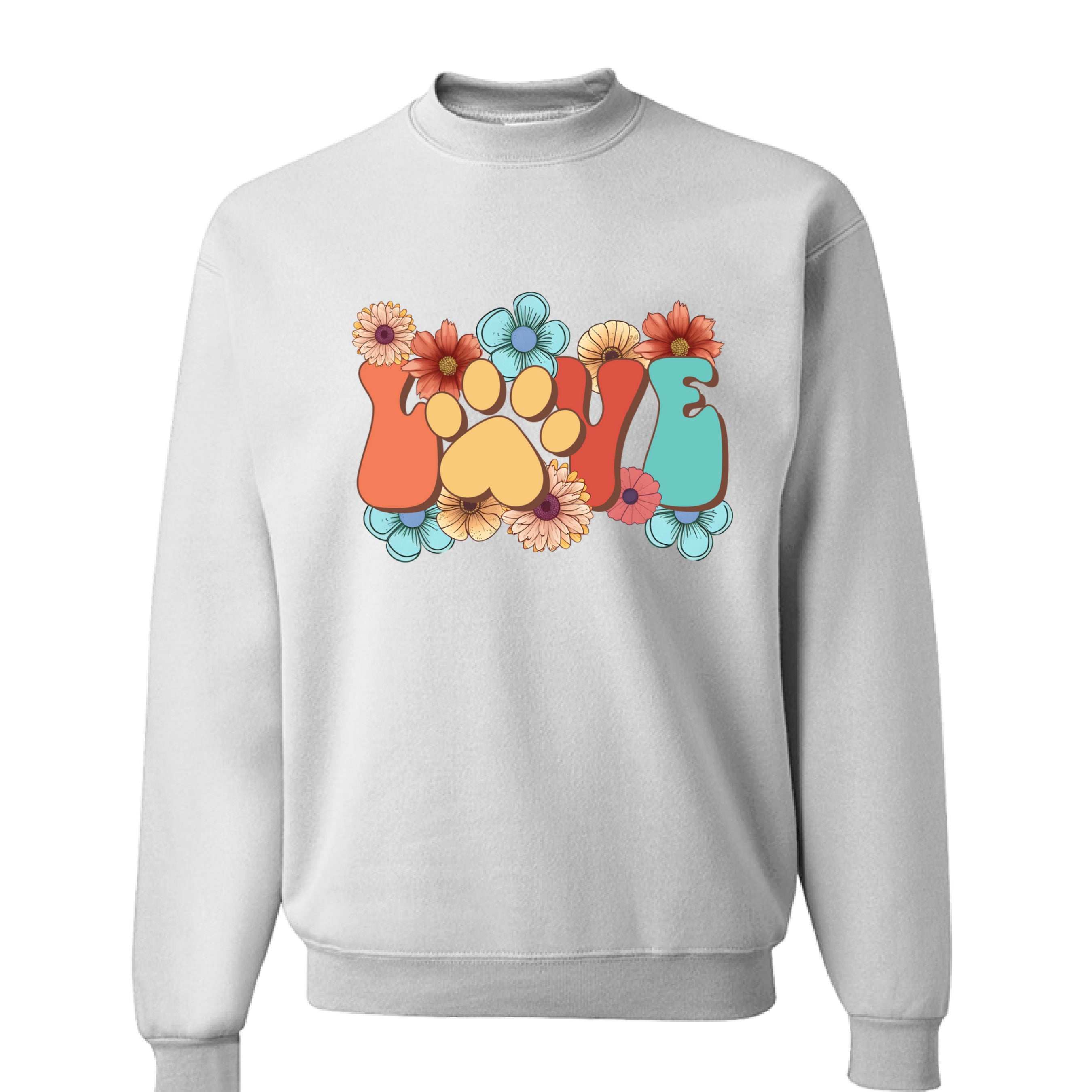 Love Paw Print Crewneck - Floral Pet Lover Sweatshirt