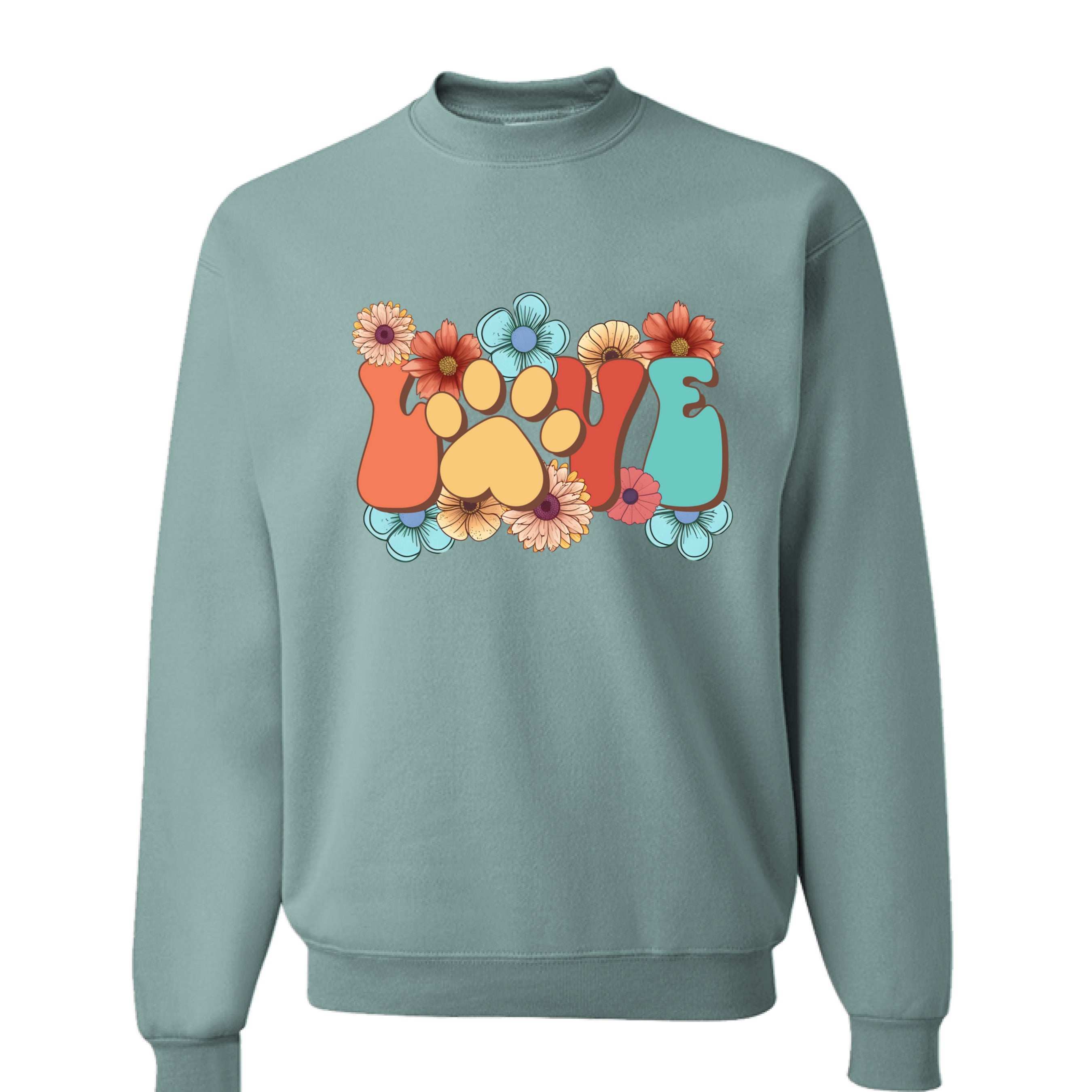 Love Paw Print Crewneck - Floral Pet Lover Sweatshirt