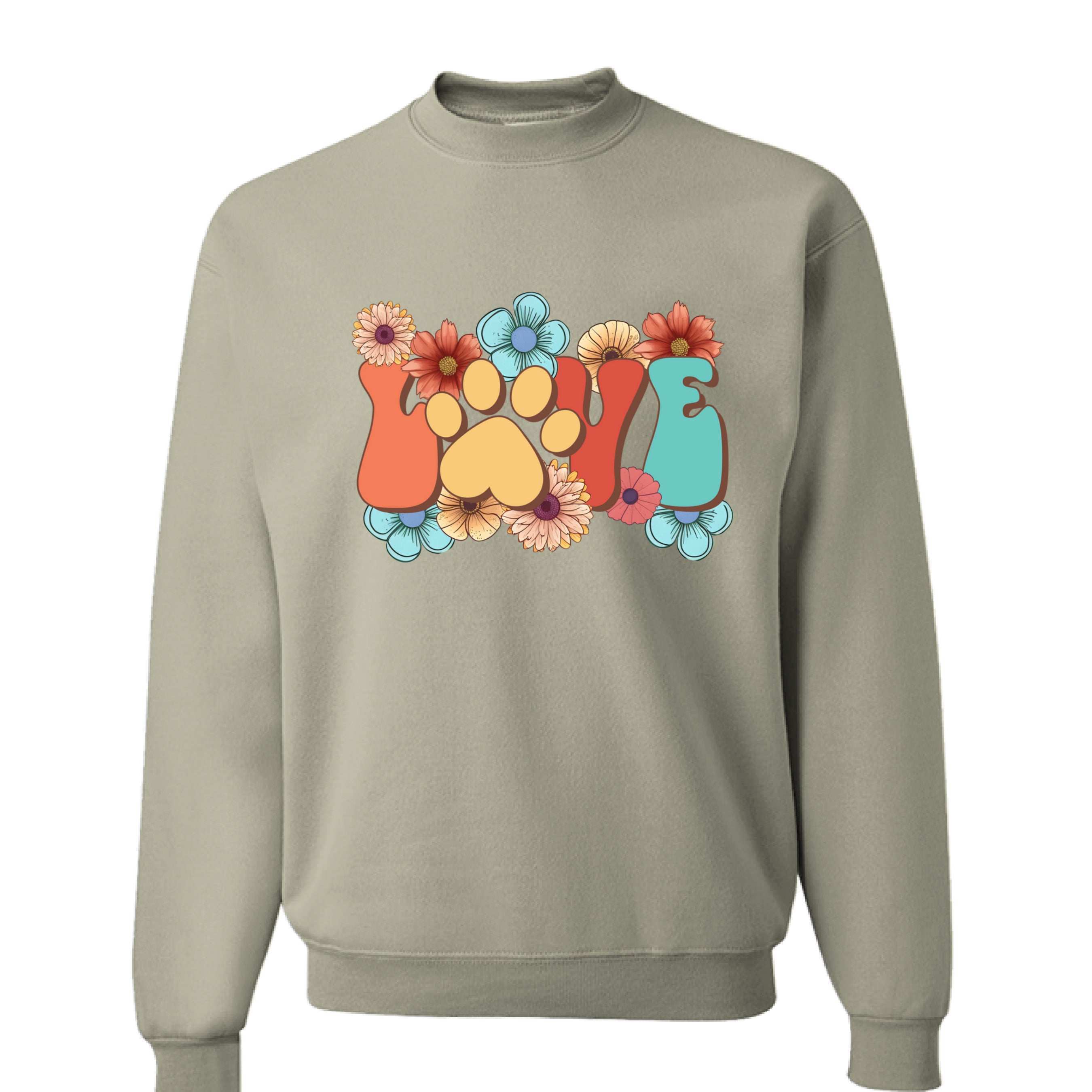 Love Paw Print Crewneck - Floral Pet Lover Sweatshirt