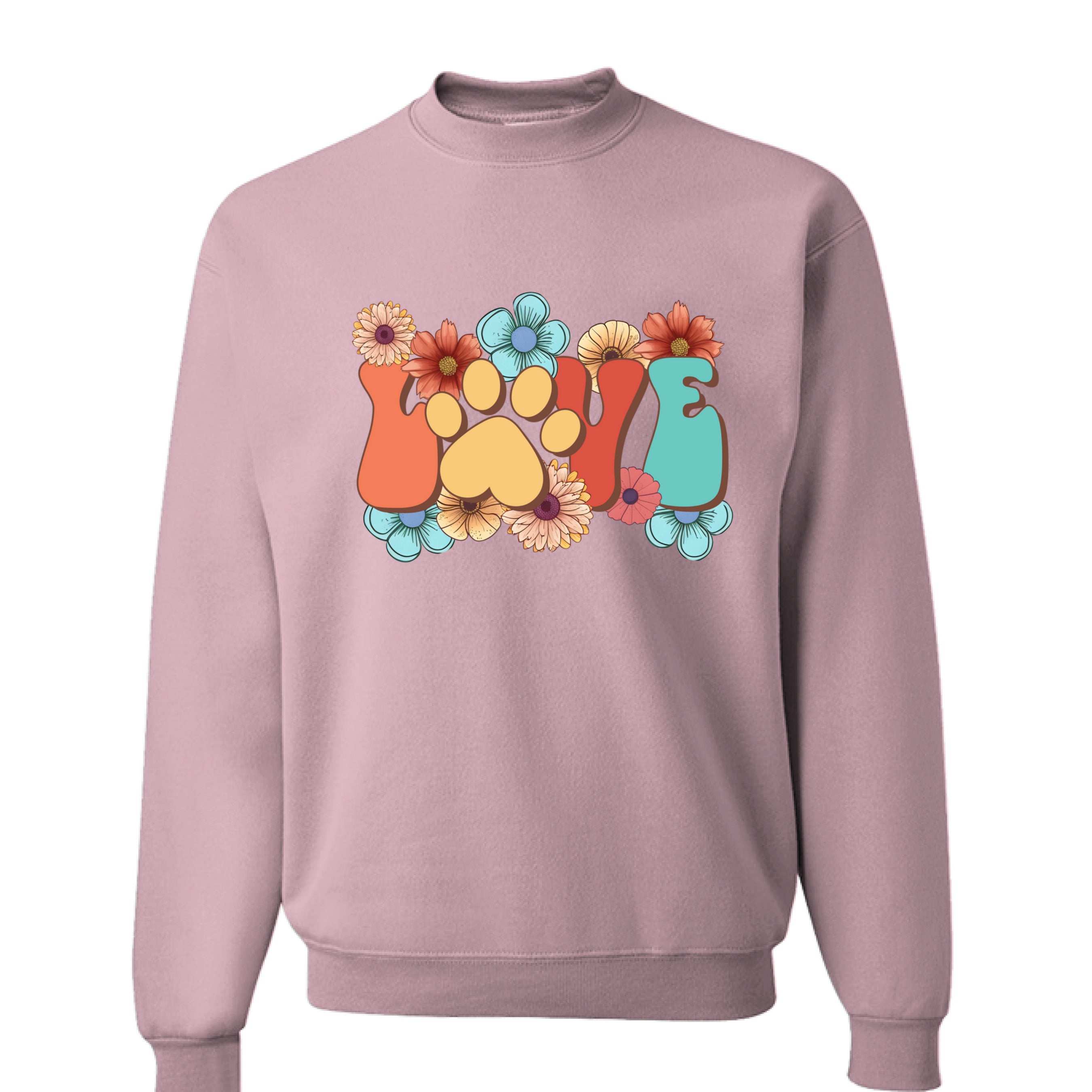 Love Paw Print Crewneck - Floral Pet Lover Sweatshirt