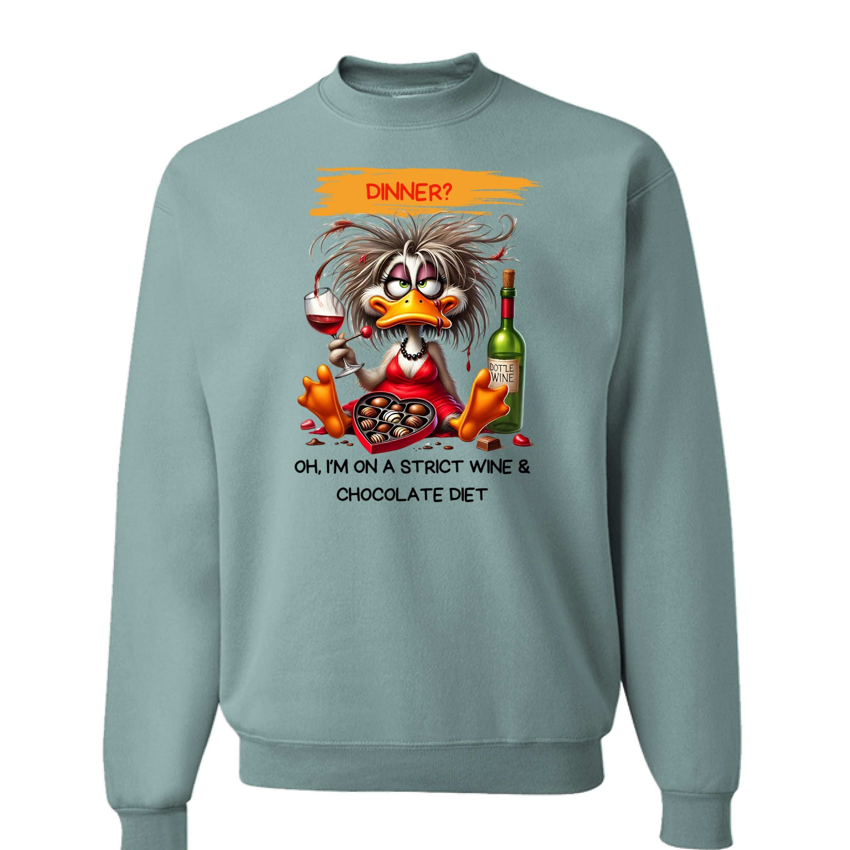 Funny Wine and Chocolate Diet Sweatshirt - Cozy Humor Gift