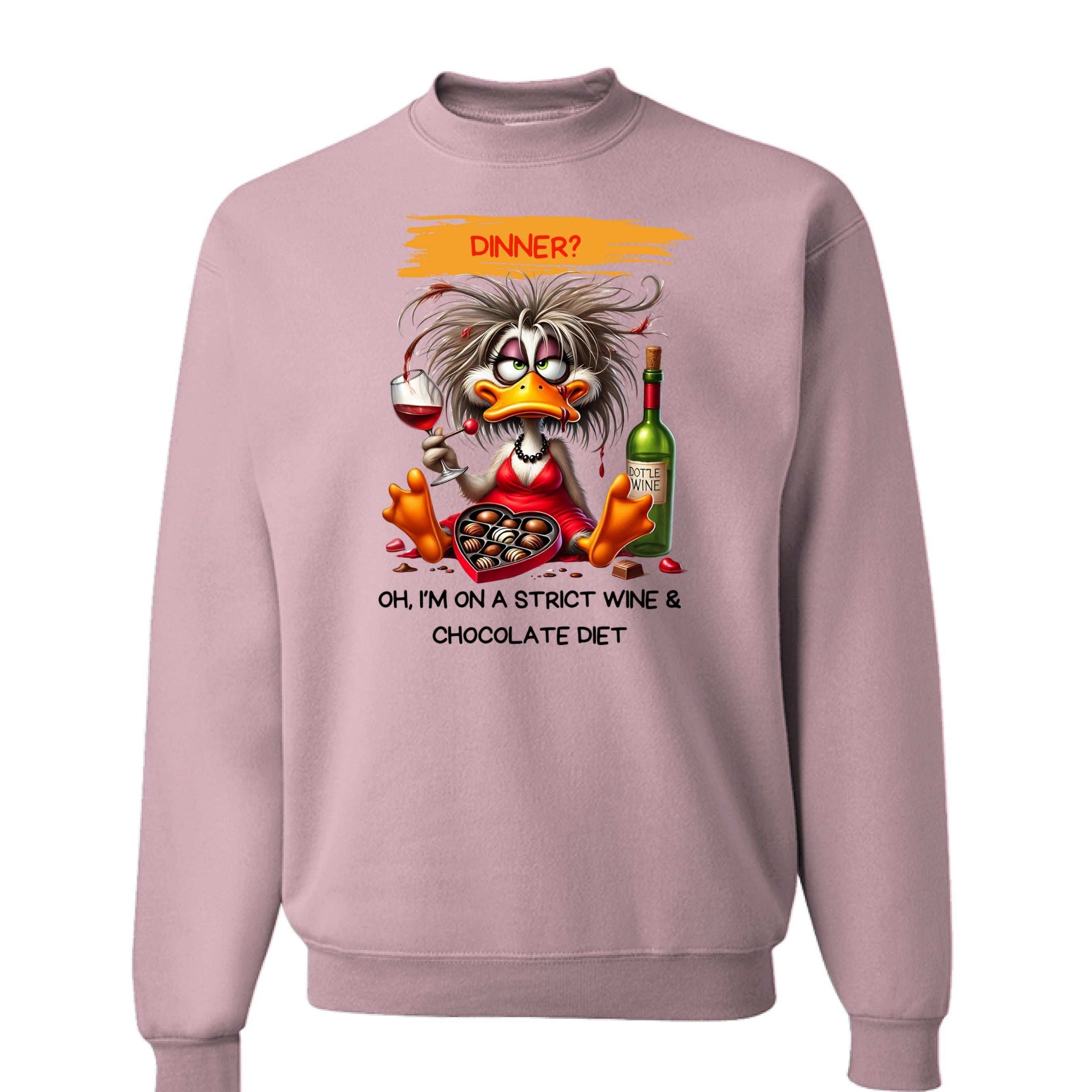 Funny Wine and Chocolate Diet Sweatshirt - Cozy Humor Gift