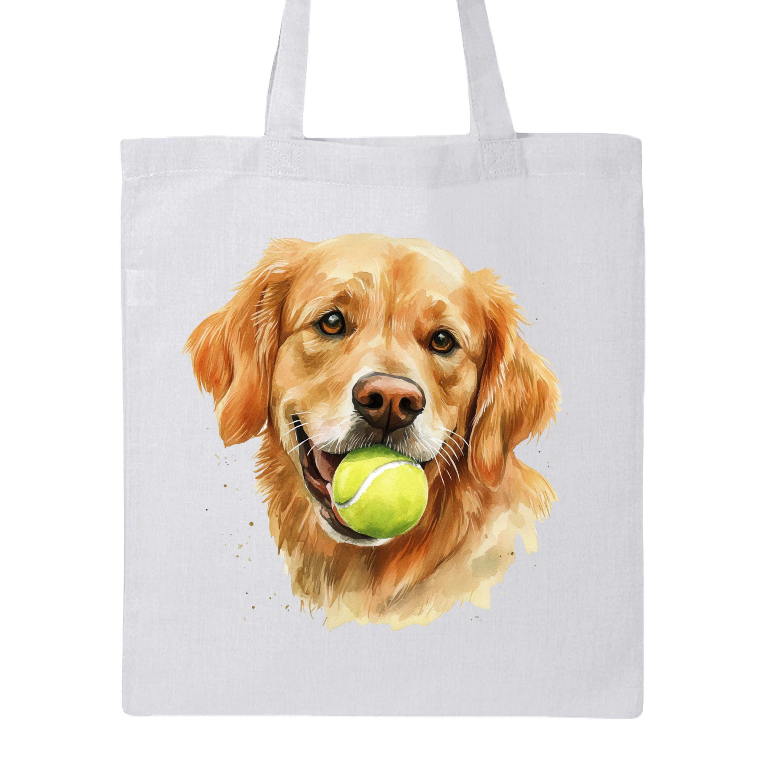 Golden Retriever Tote Bag with Tennis Ball Design