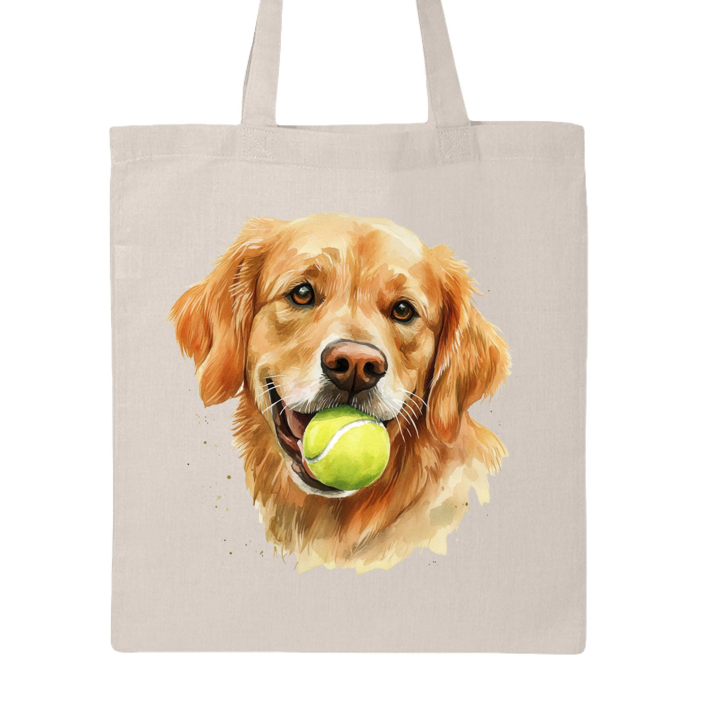Golden Retriever Tote Bag with Tennis Ball Design