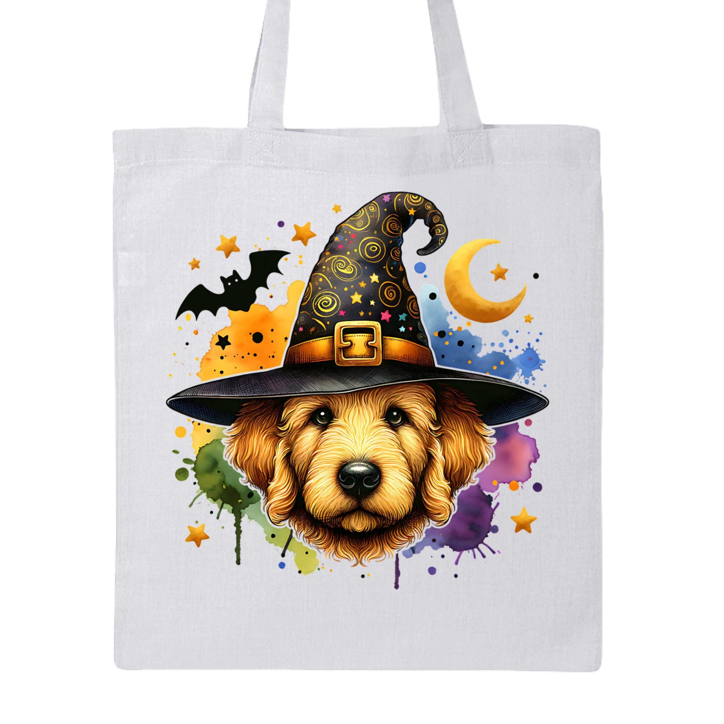 Golden Retriever Witch Tote Bag for Halloween - Dog Canvas