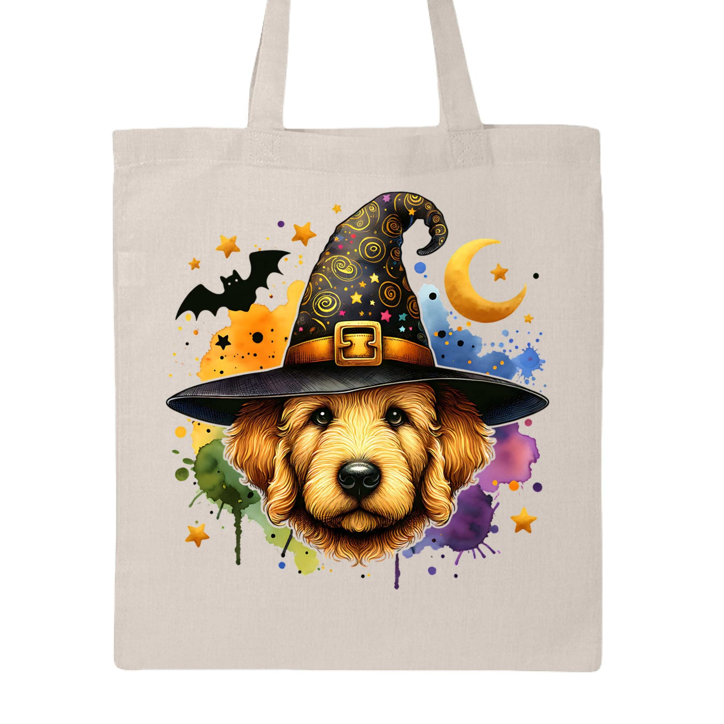 Golden Retriever Witch Tote Bag for Halloween - Dog Canvas