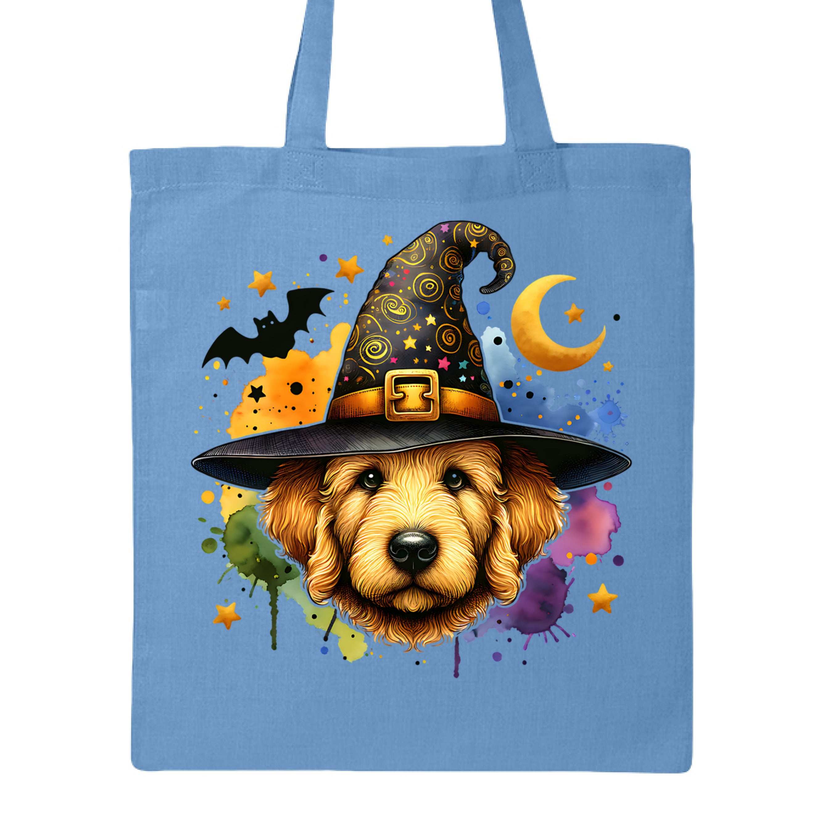 Golden Retriever Witch Tote Bag for Halloween - Dog Canvas