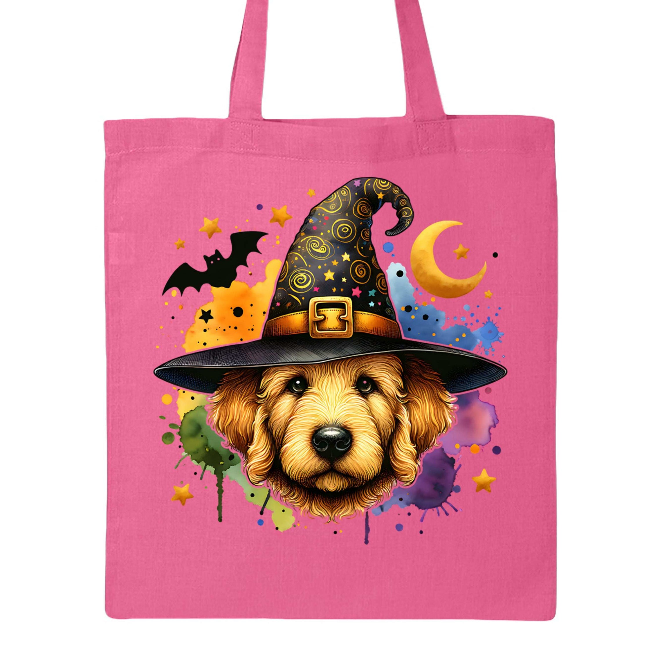 Golden Retriever Witch Tote Bag for Halloween - Dog Canvas