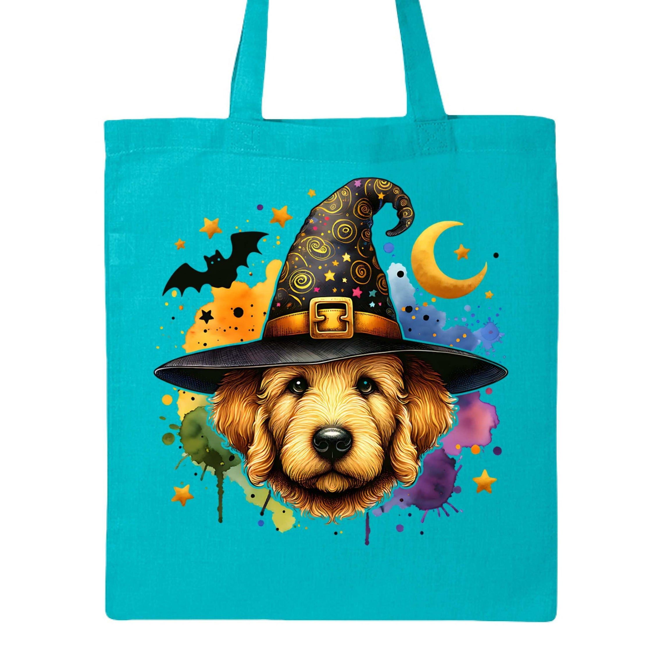 Golden Retriever Witch Tote Bag for Halloween - Dog Canvas