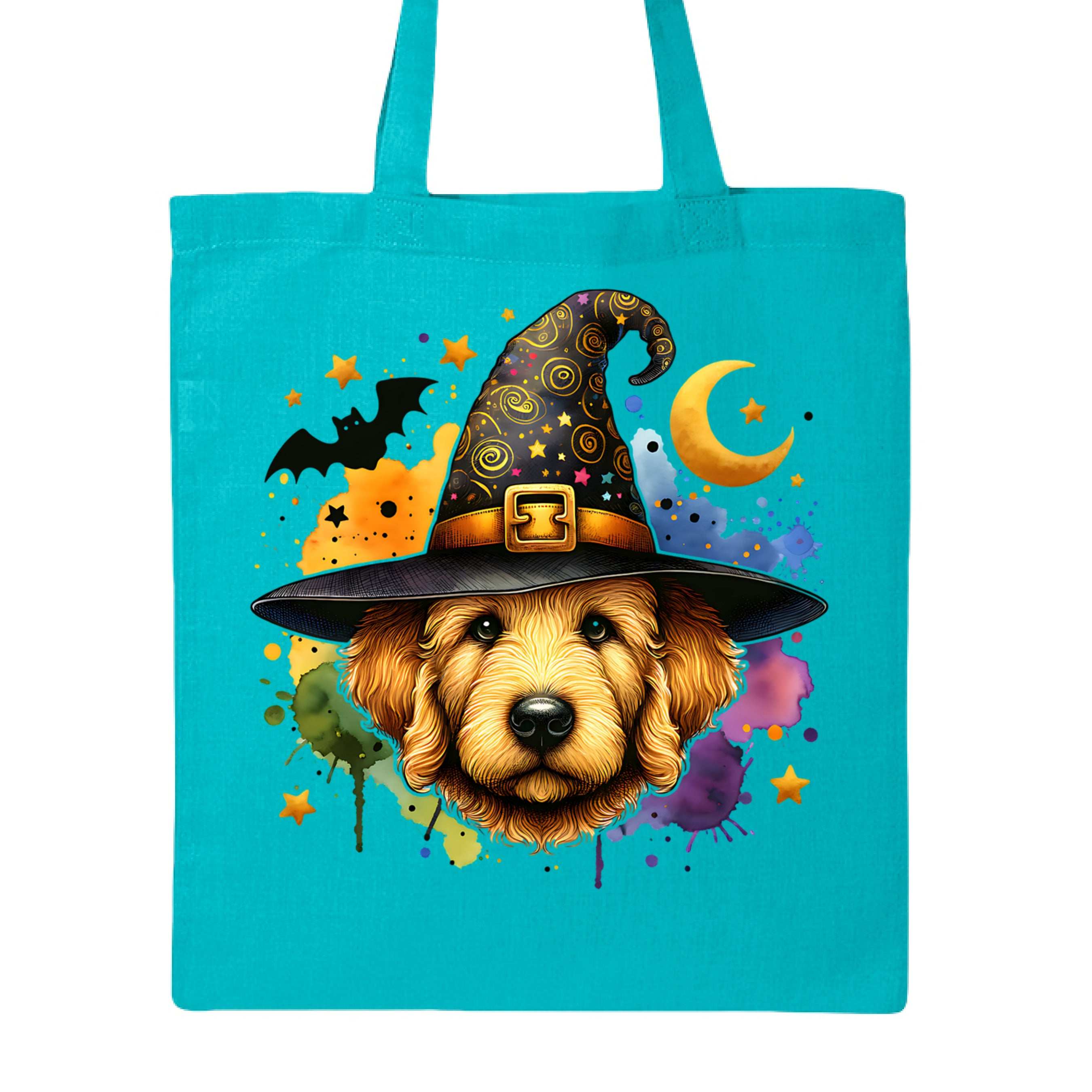 Golden Retriever Witch Tote Bag for Halloween - Dog Canvas