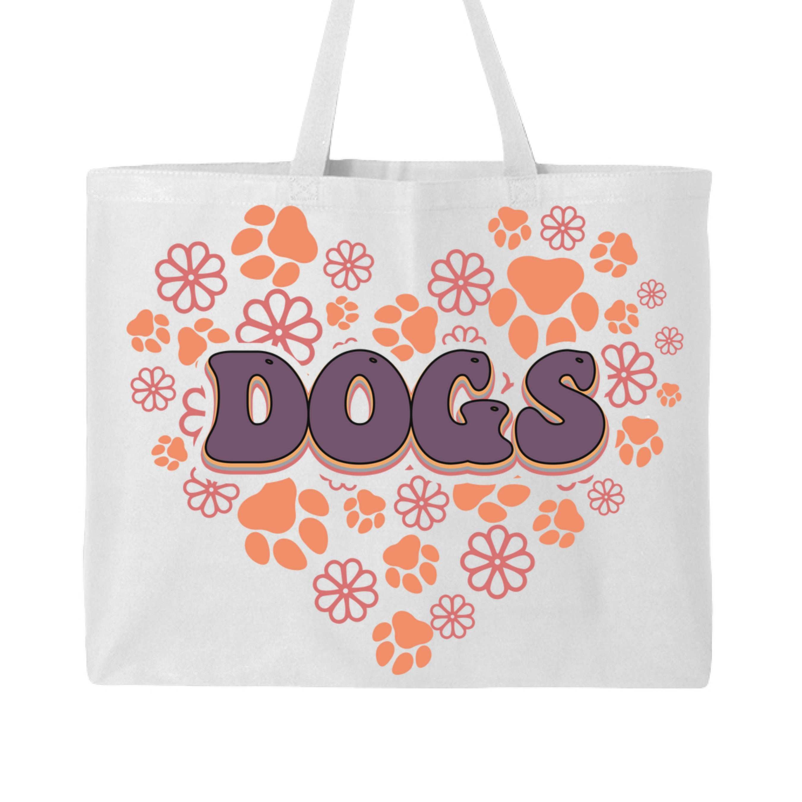 Dog Lover Tote Bag with Heart Paw Prints for Dog Moms