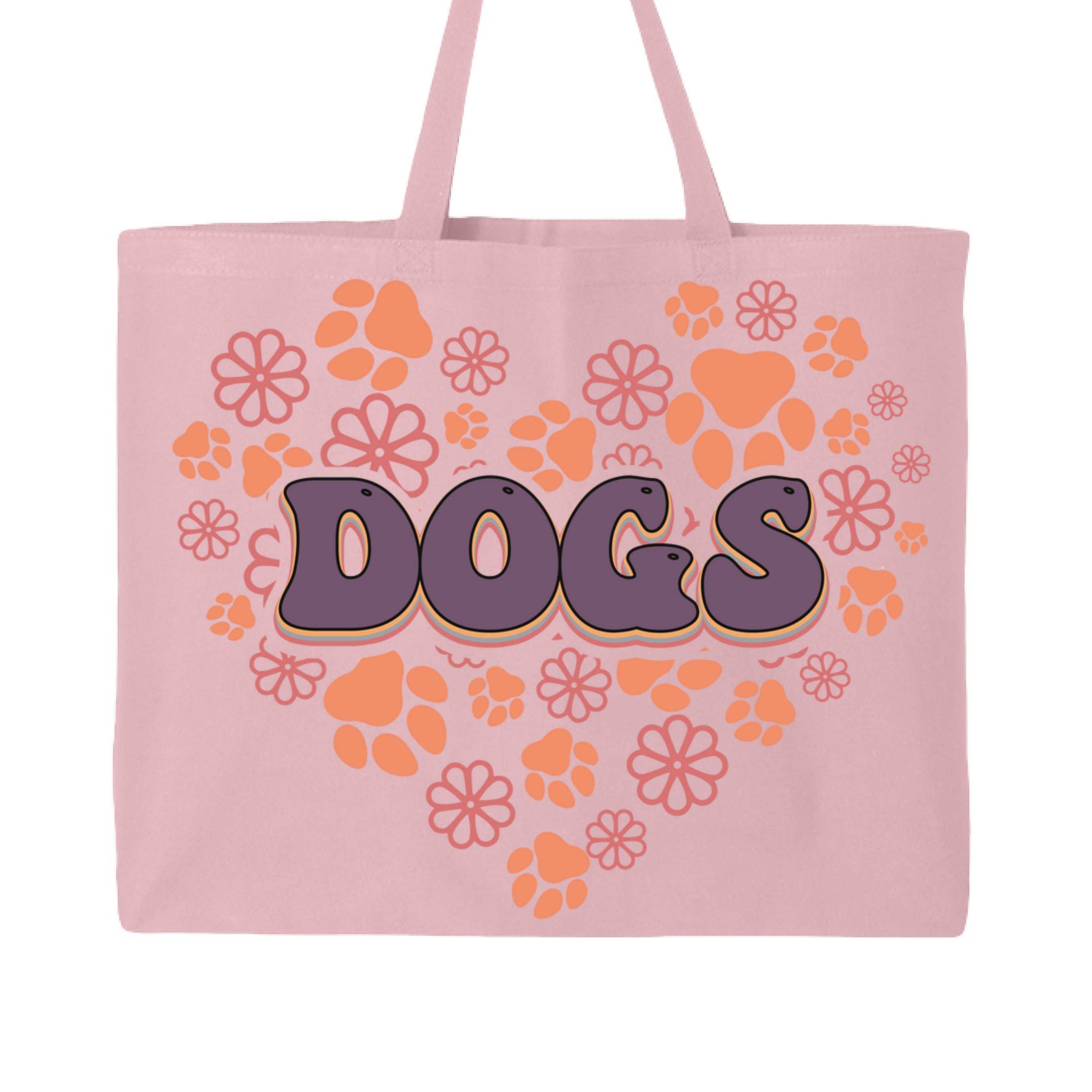 Dog Lover Tote Bag with Heart Paw Prints for Dog Moms