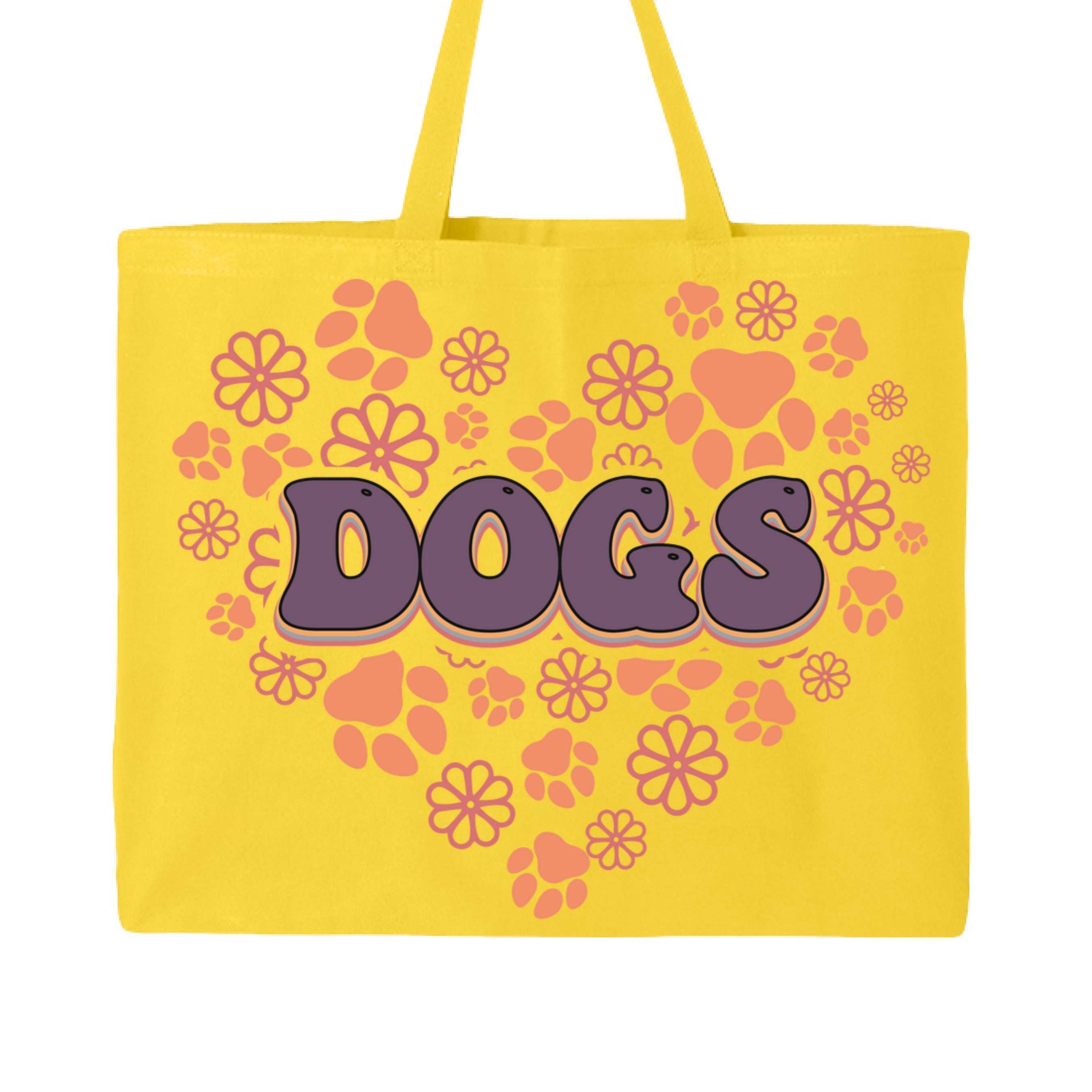 Dog Lover Tote Bag with Heart Paw Prints for Dog Moms