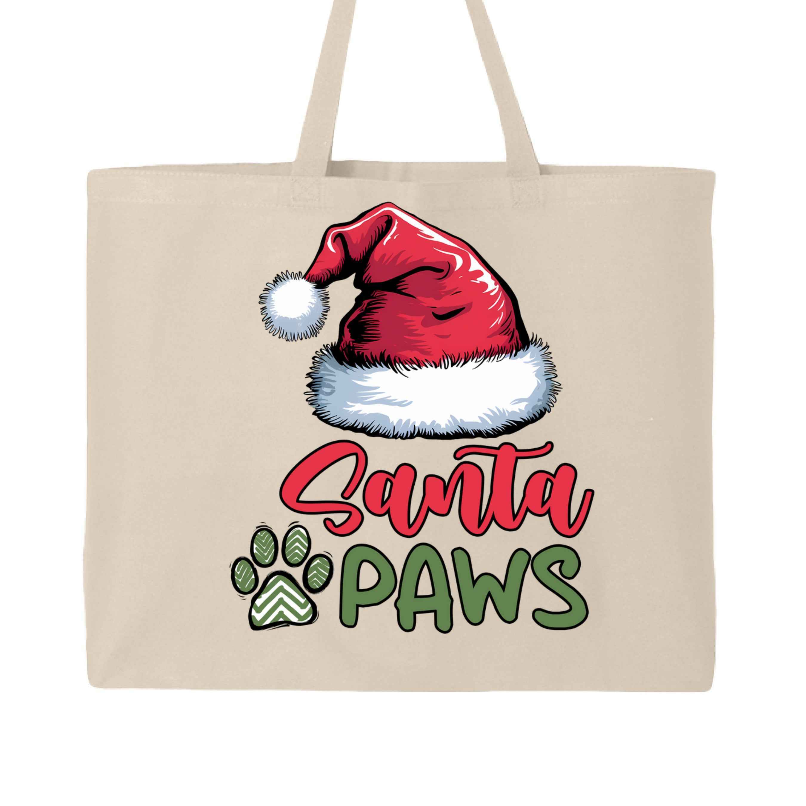Santa Paws Holiday Tote with Santa Hat for Dog Lovers