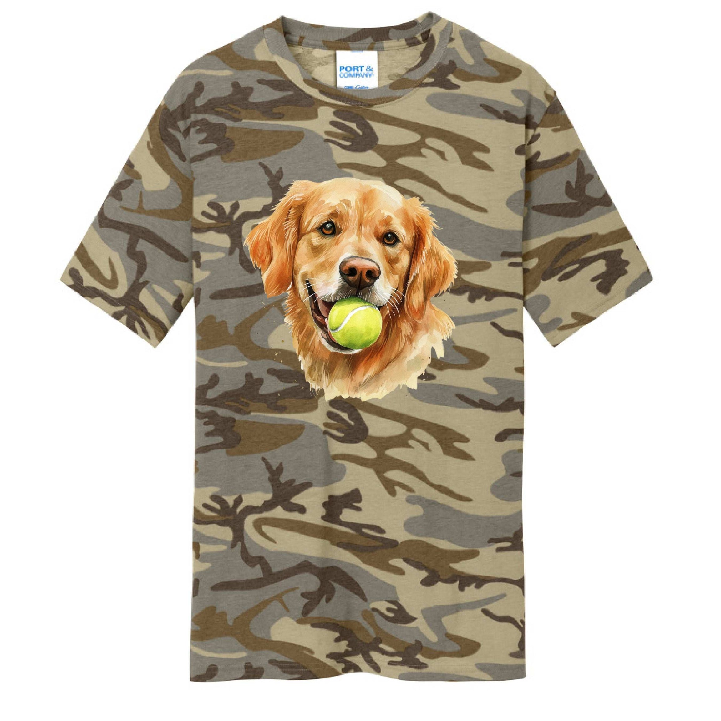 Golden Retriever Ball Tee - Playful Fetch Camo Shirt