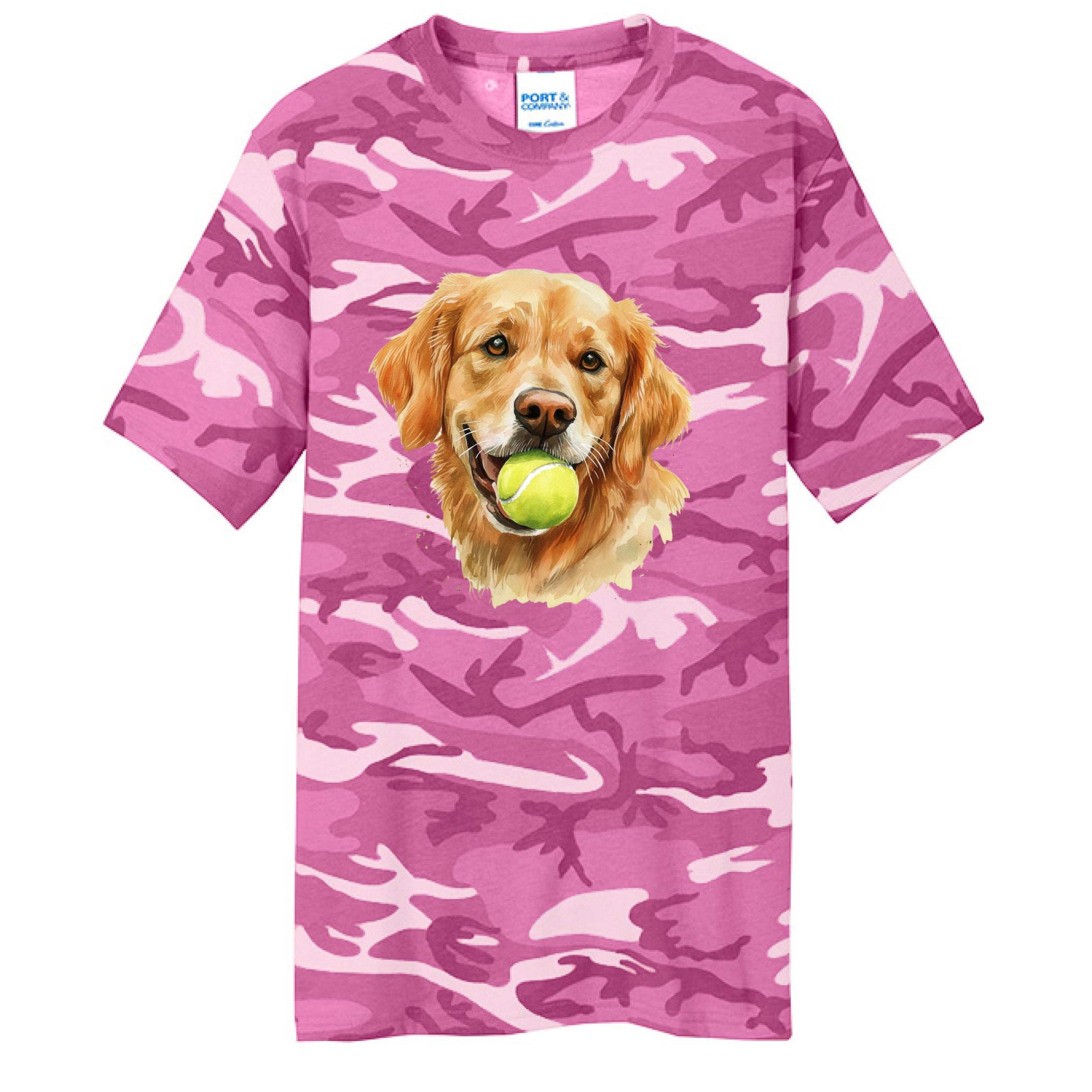 Golden Retriever Ball Tee - Playful Fetch Camo Shirt