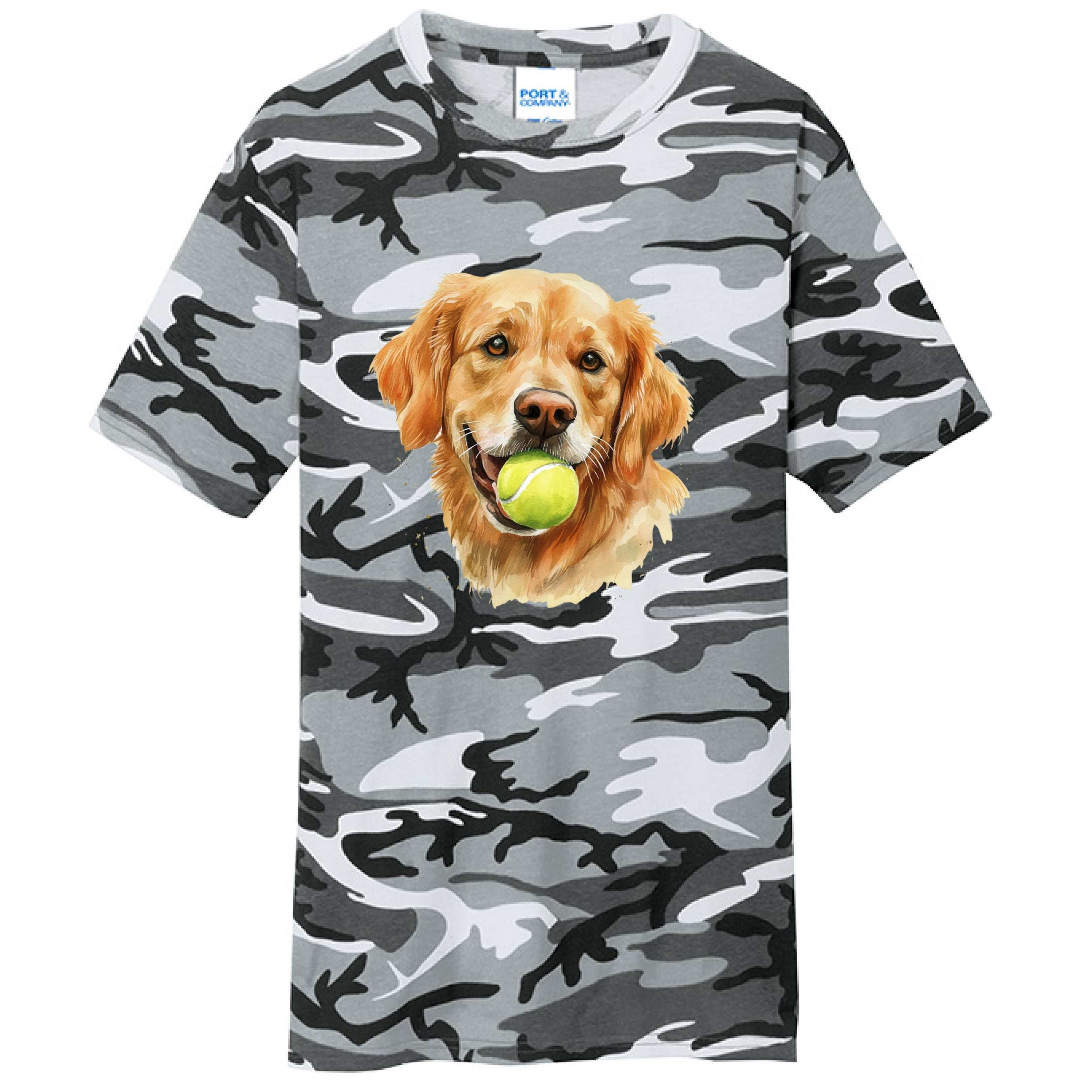 Golden Retriever Ball Tee - Playful Fetch Camo Shirt