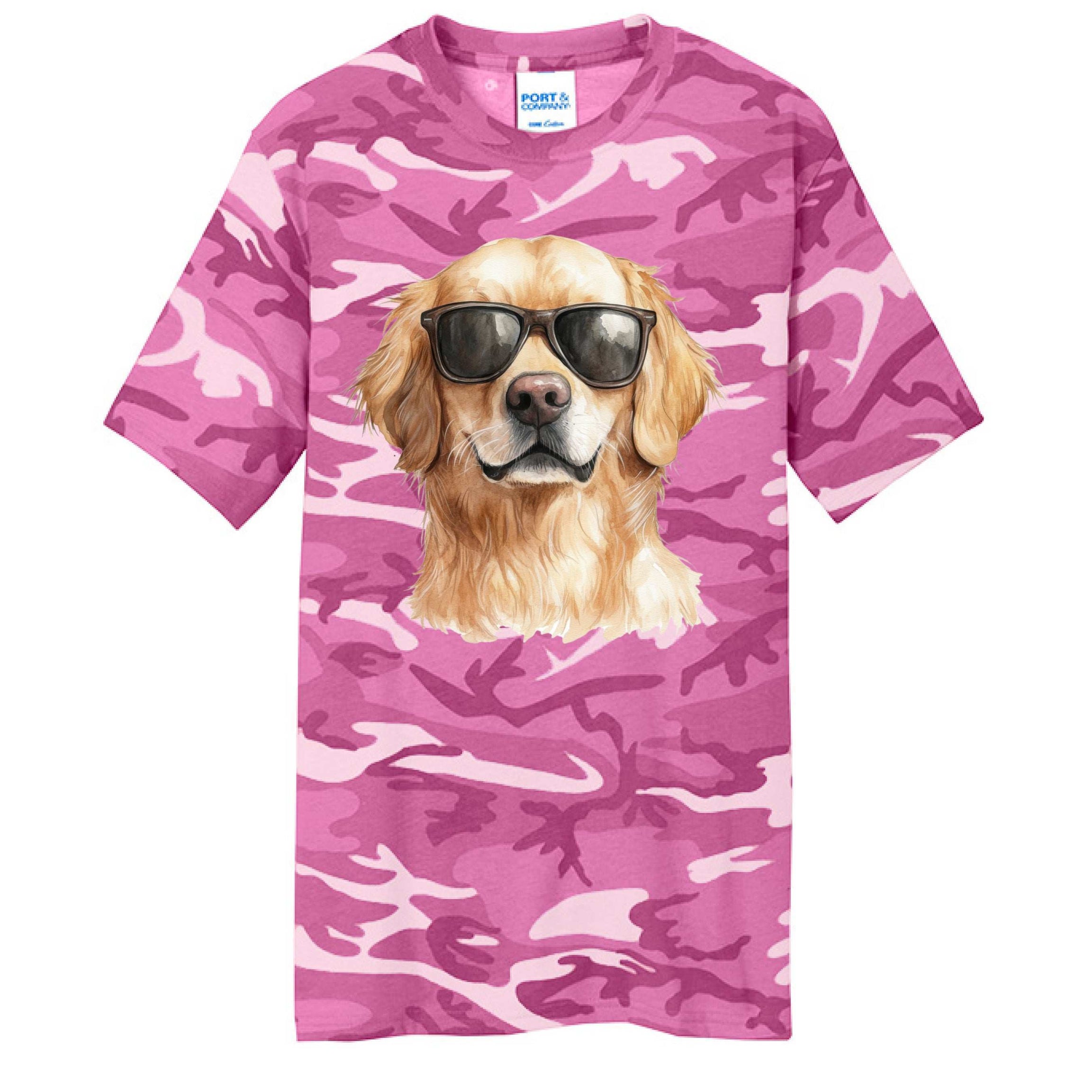 Golden Retriever Camo Tee - Cool Dog with Sunglasses