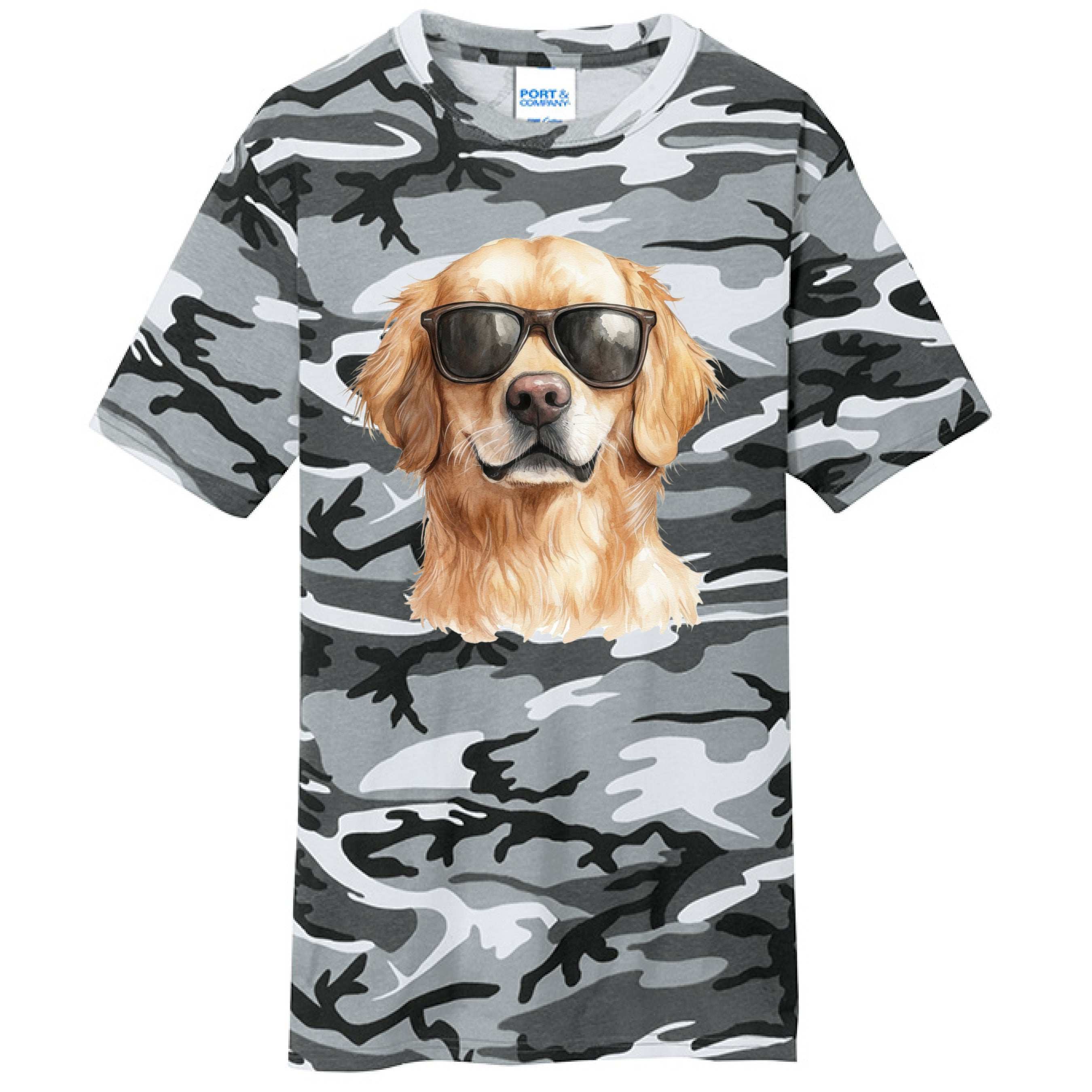 Golden Retriever Camo Tee - Cool Dog with Sunglasses