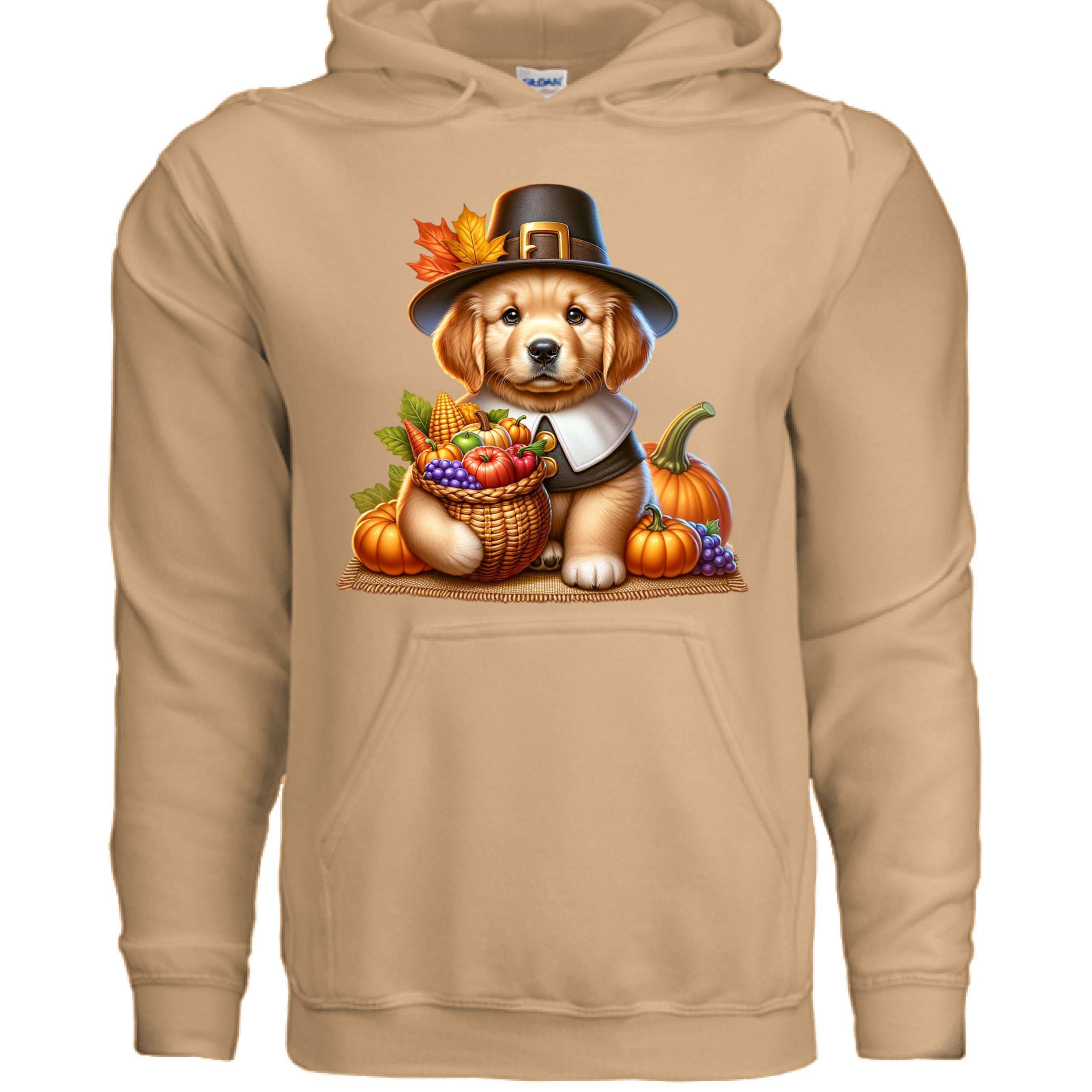 Golden Retriever Thanksgiving Hoodie - Puppy Turkey Hat Sweatshirt