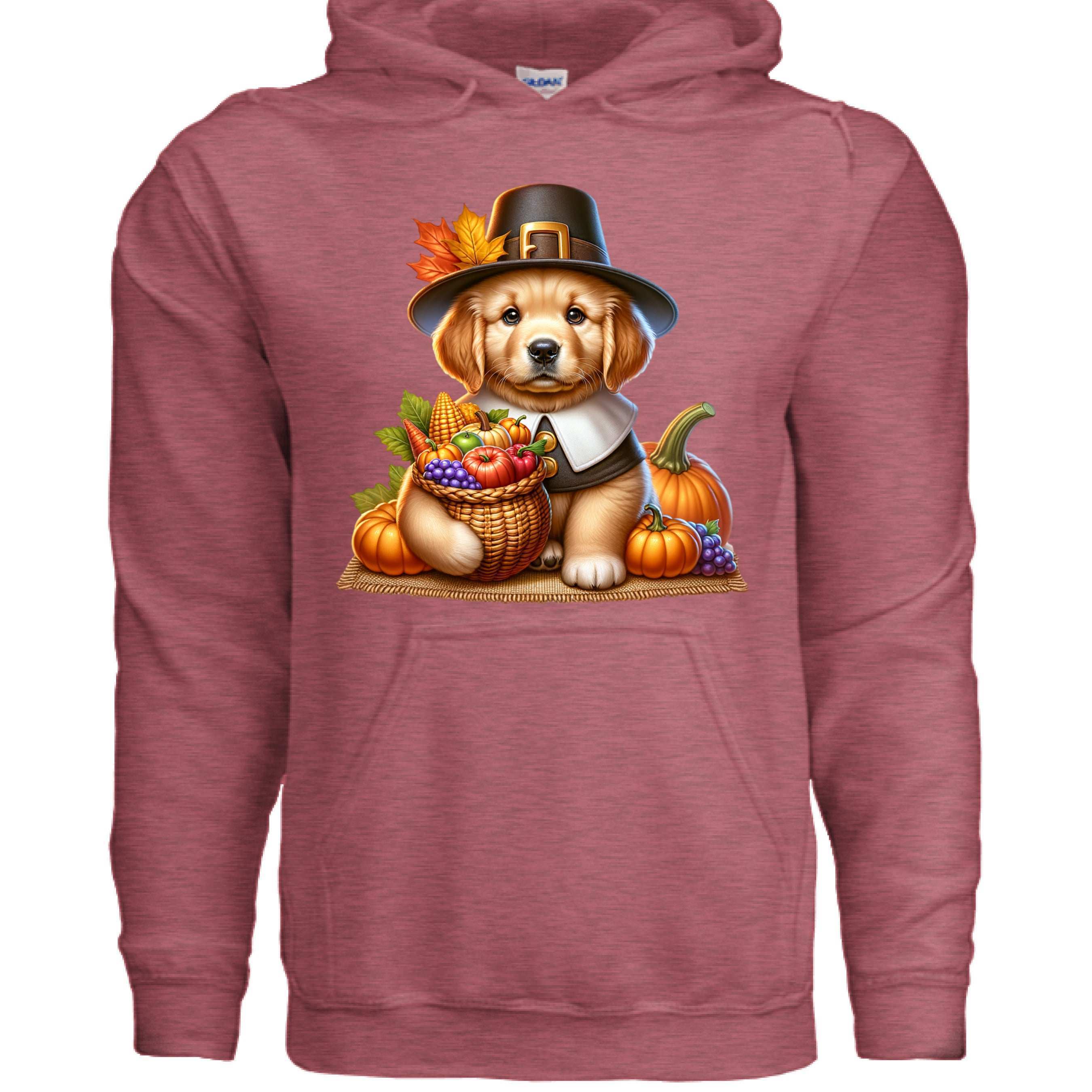 Golden Retriever Thanksgiving Hoodie - Puppy Turkey Hat Sweatshirt