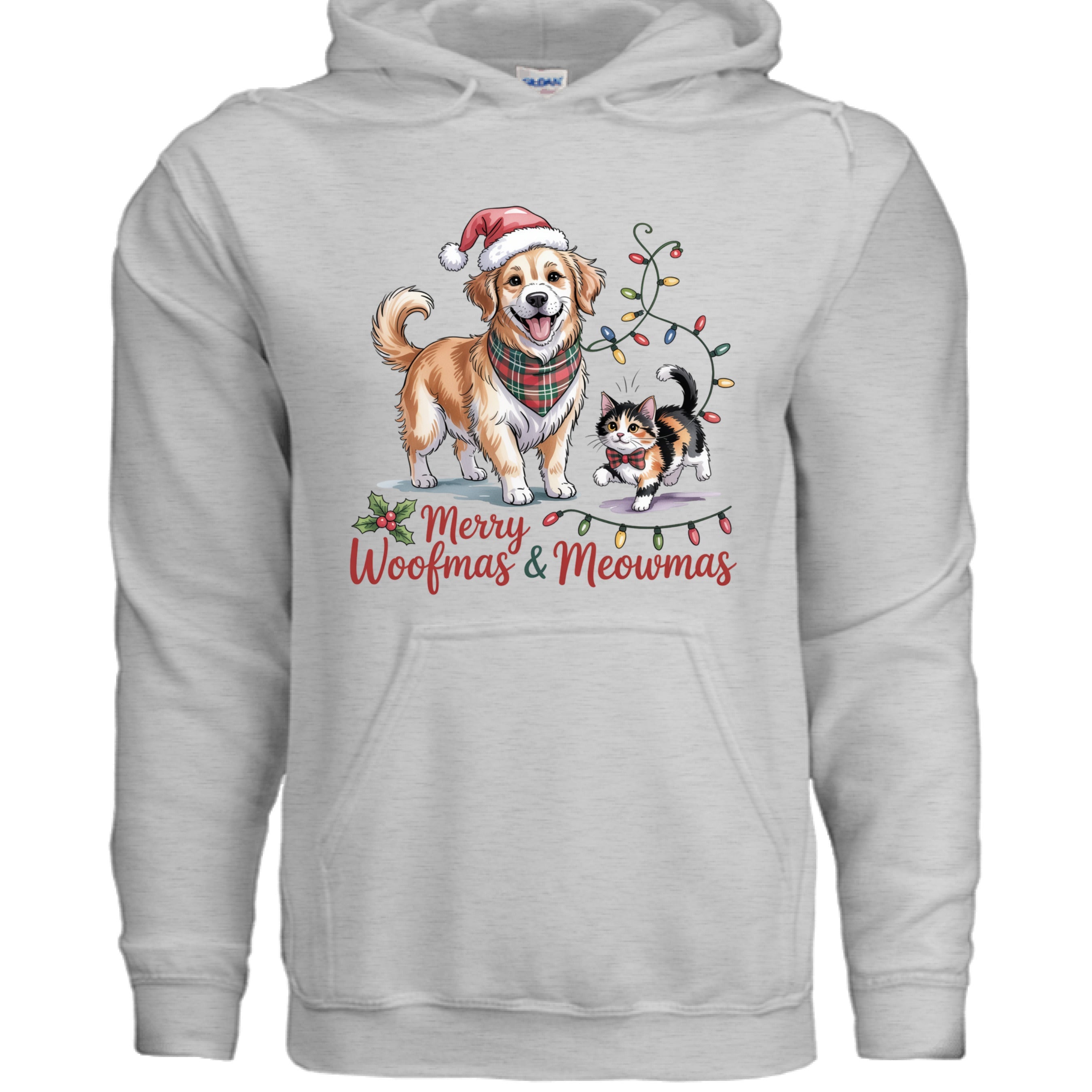 Merry Woofmas & Meowmas Christmas Hoodie - Cat & Dog Sweatshirt