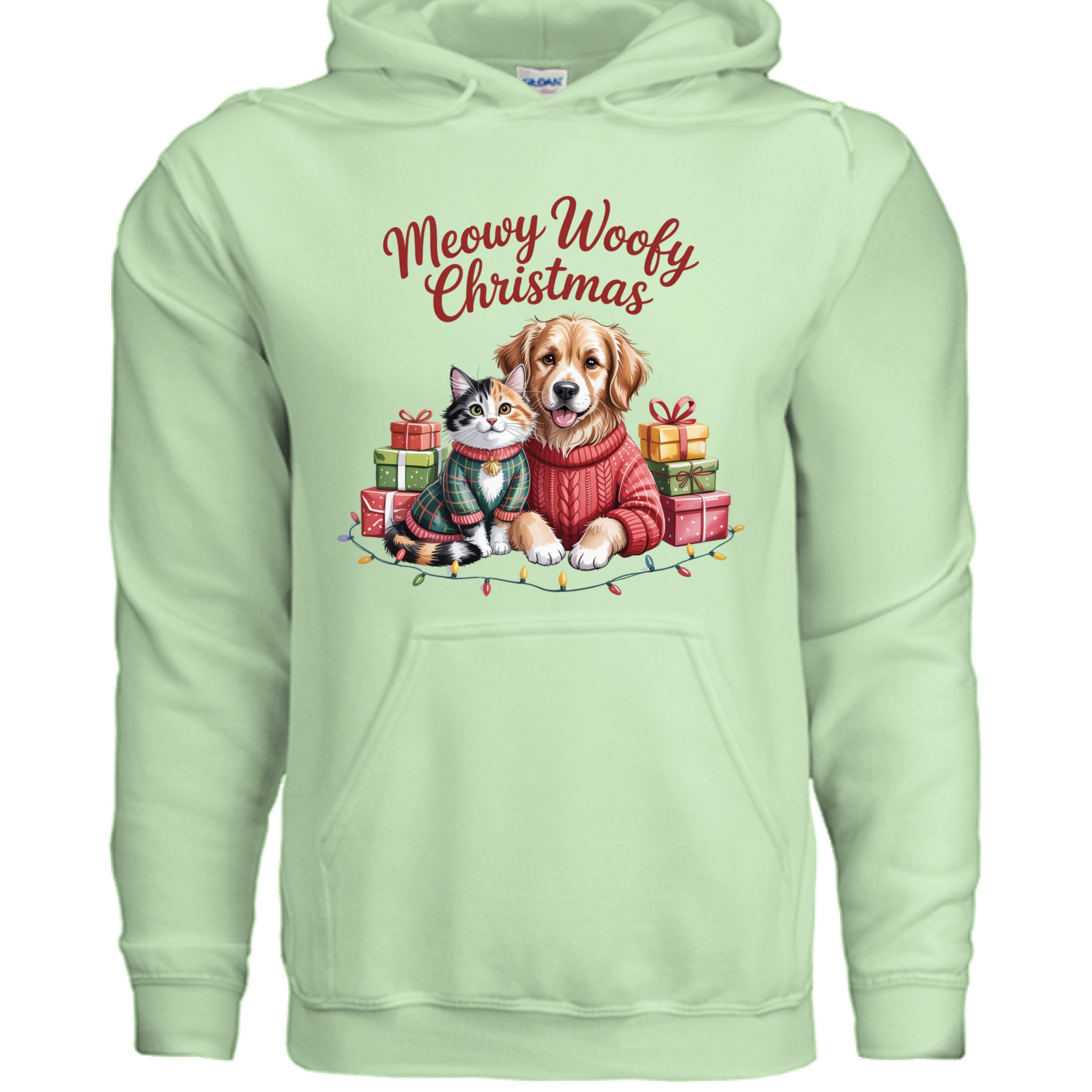 Meowy Woofy Christmas Hoodie - Cat & Dog Holiday Sweatshirt