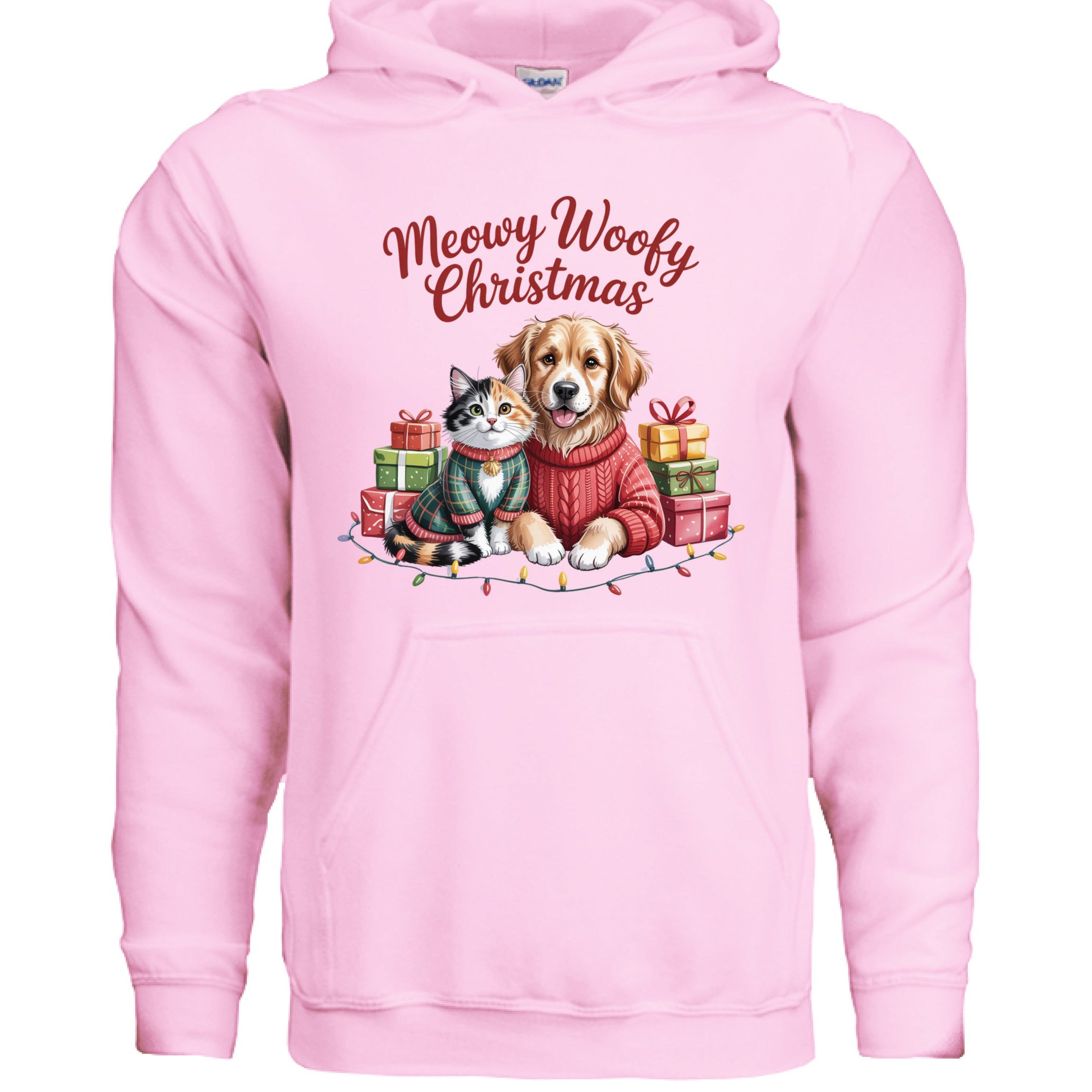 Meowy Woofy Christmas Hoodie - Cat & Dog Holiday Sweatshirt