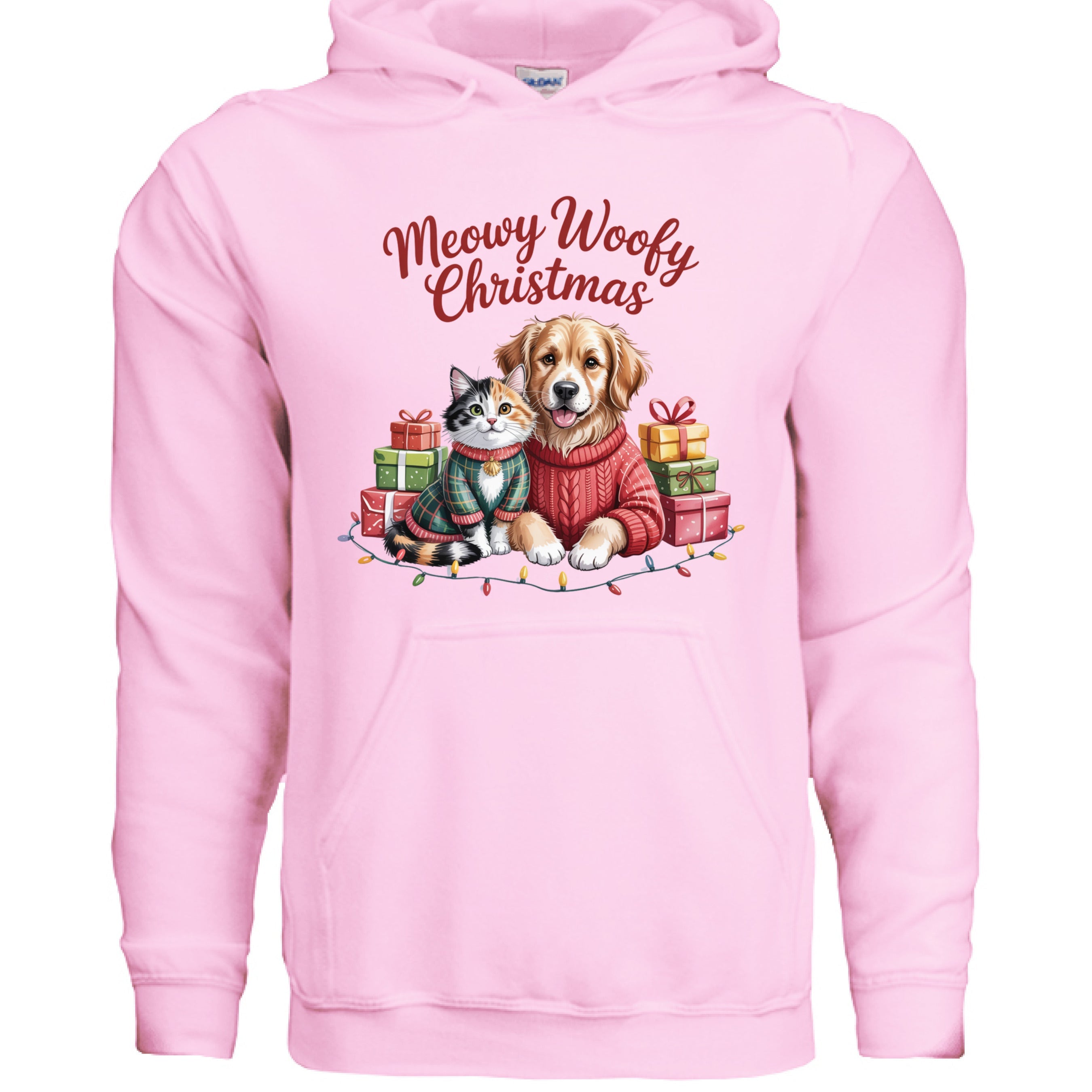 Meowy Woofy Christmas Hoodie - Cat & Dog Holiday Sweatshirt