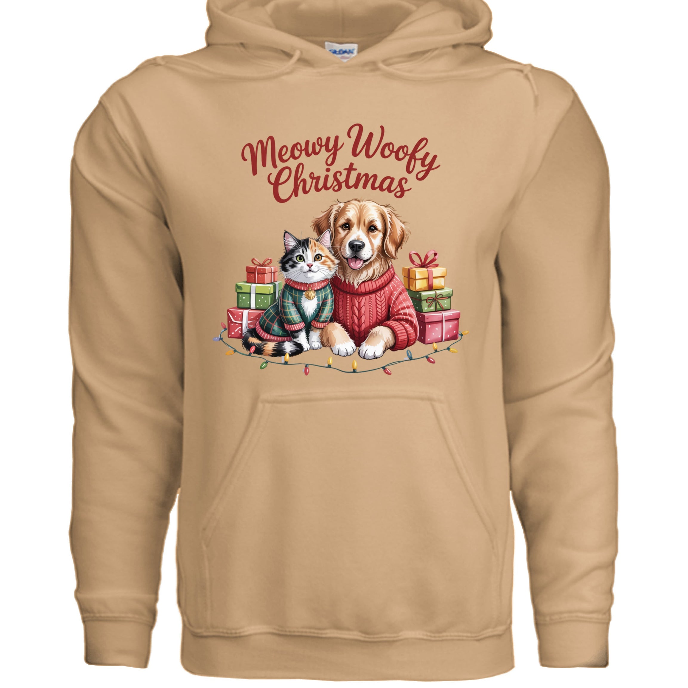 Meowy Woofy Christmas Hoodie - Cat & Dog Holiday Sweatshirt