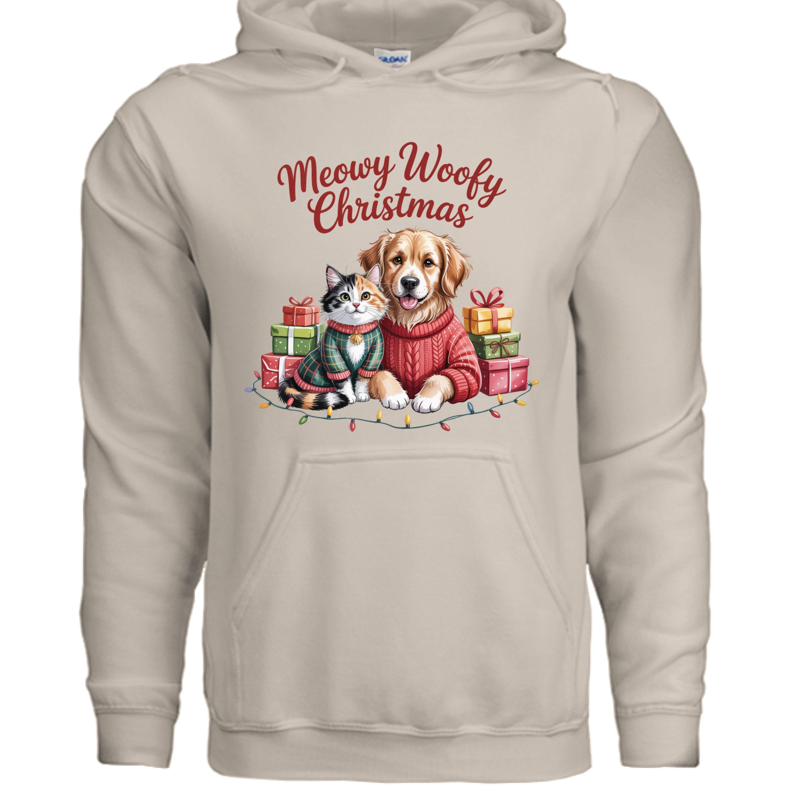 Meowy Woofy Christmas Hoodie - Cat & Dog Holiday Sweatshirt
