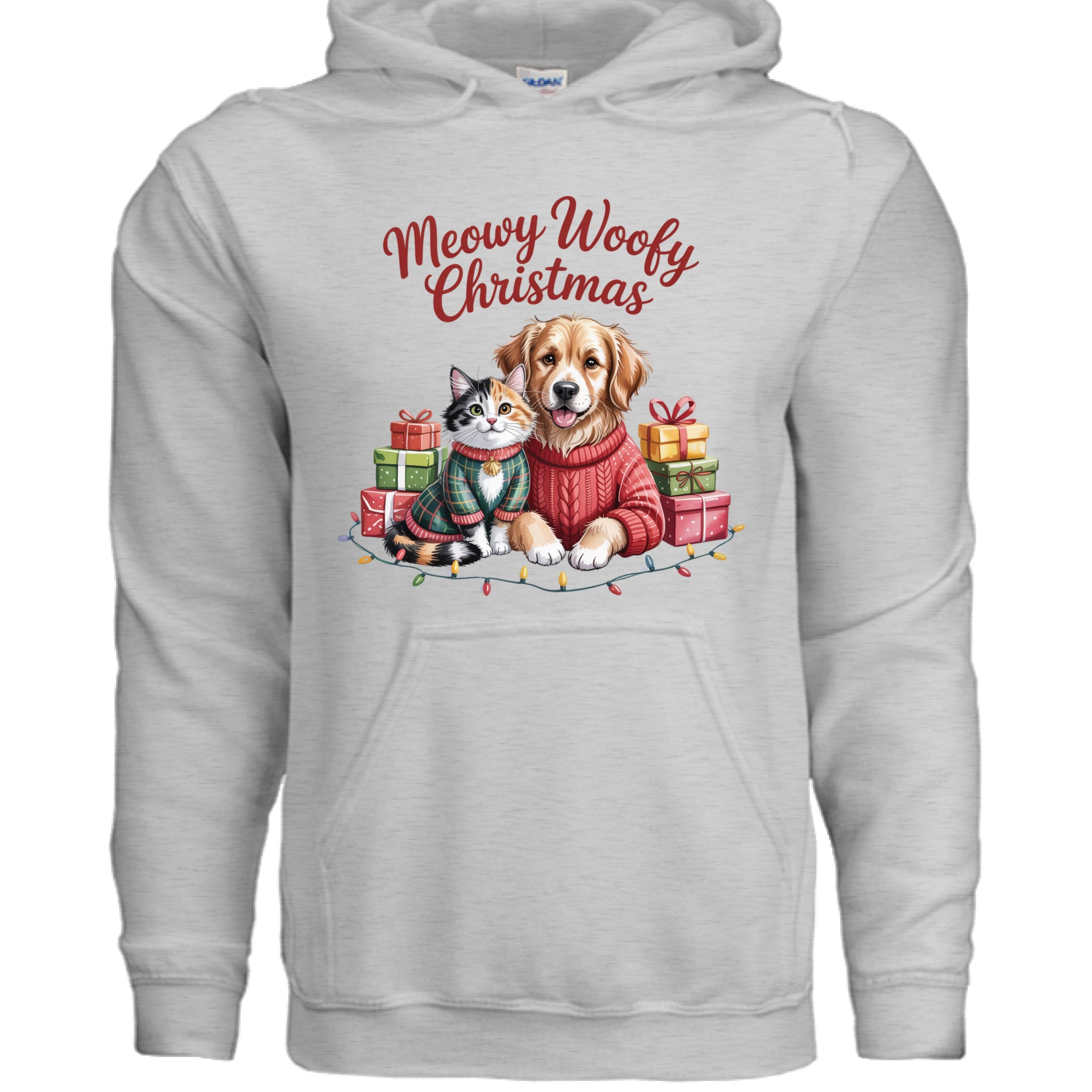 Meowy Woofy Christmas Hoodie - Cat & Dog Holiday Sweatshirt