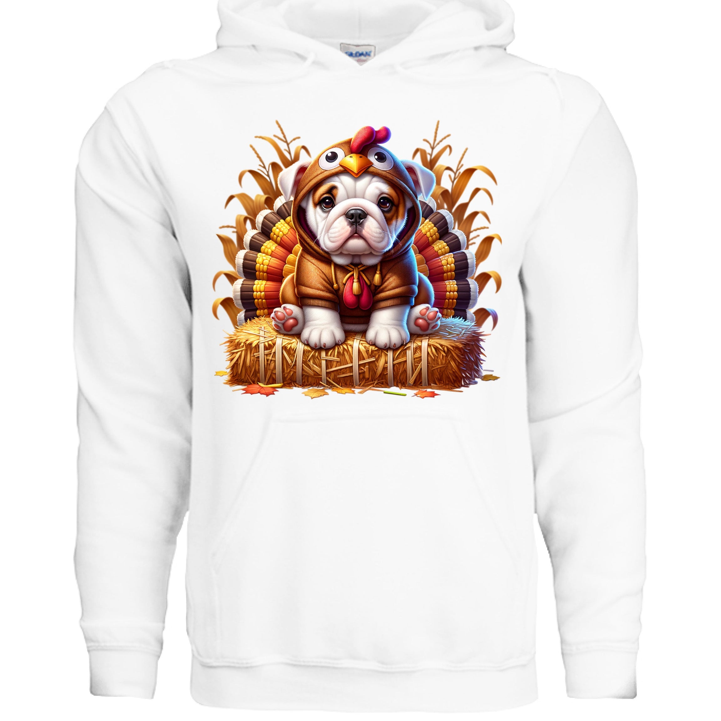 Bulldog Thanksgiving Hoodie - Puppy Turkey Hat Sweatshirt