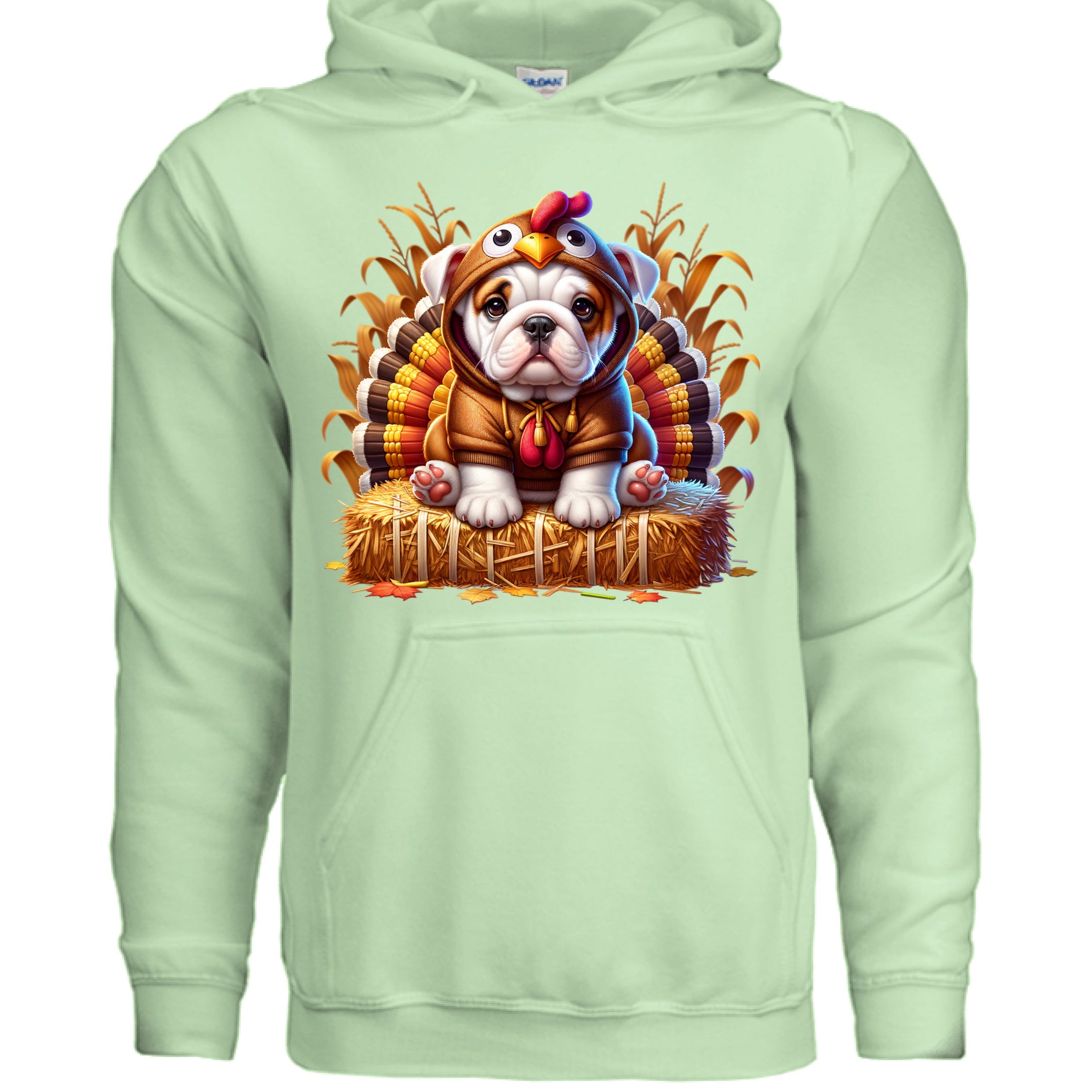 Bulldog Thanksgiving Hoodie - Puppy Turkey Hat Sweatshirt